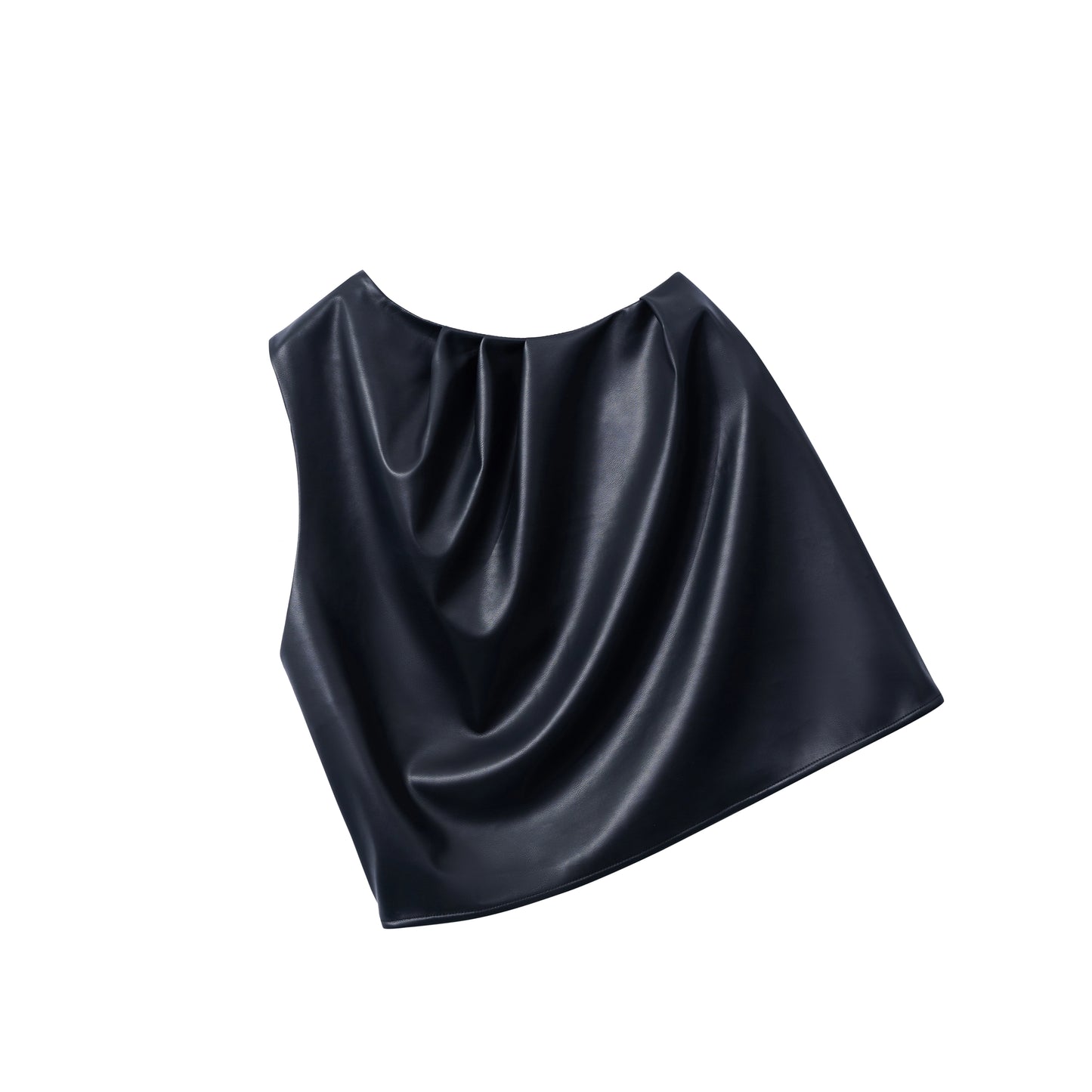 Leather-Pleated Overlay Cape
