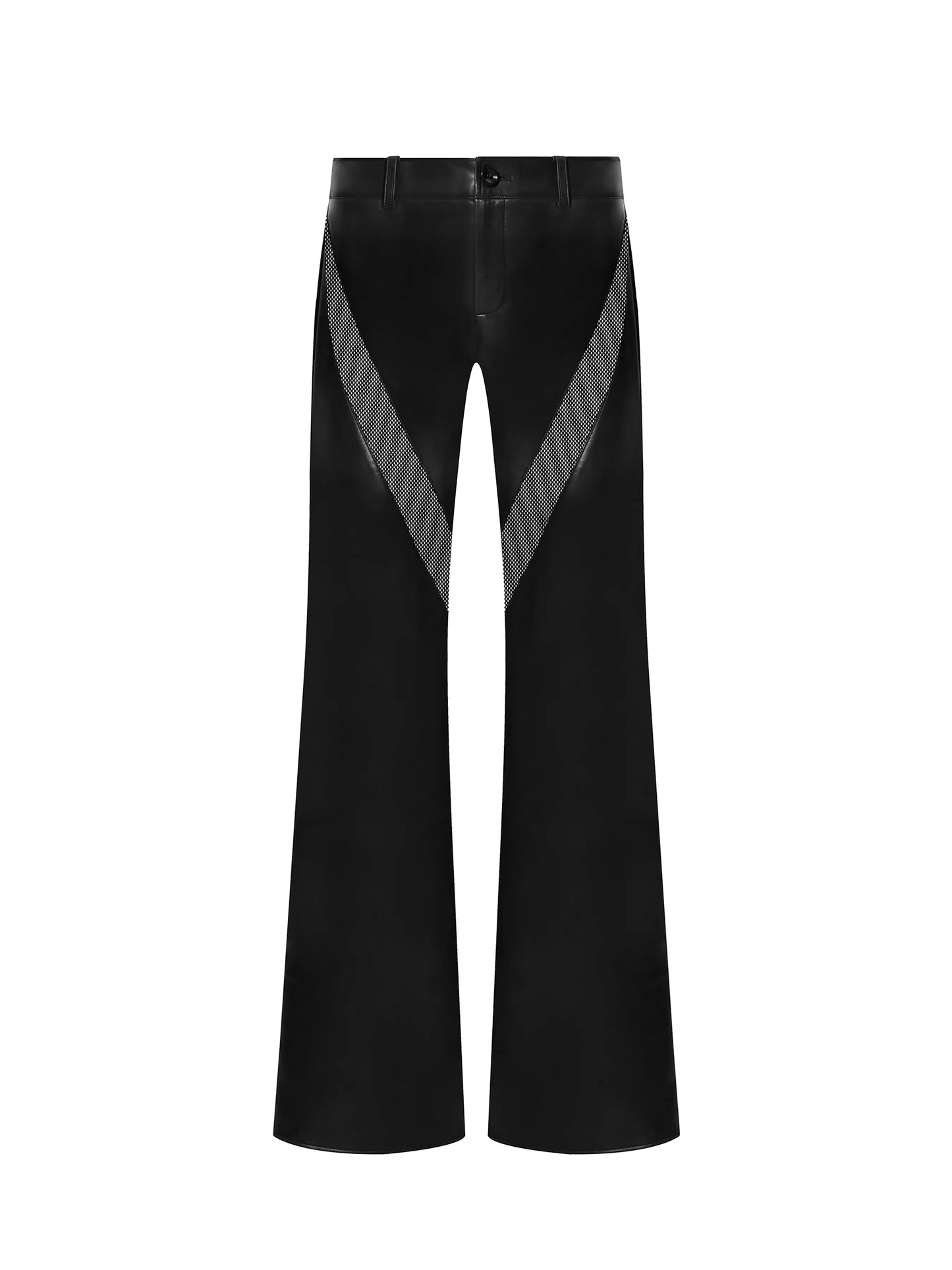 Low-Rise Flared Leather Pants