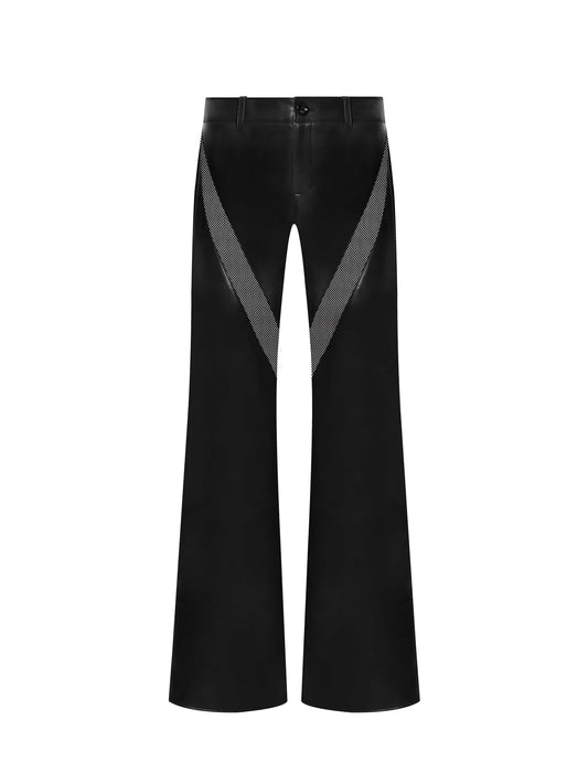 Low-Rise Flared Leather Pants