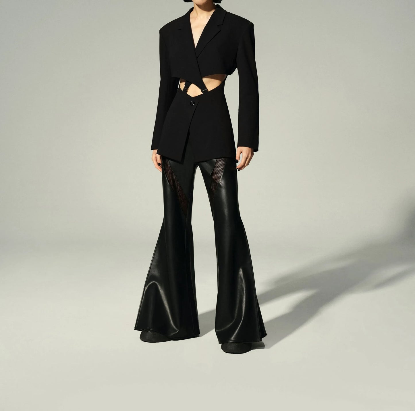 Low-Rise Flared Leather Pants