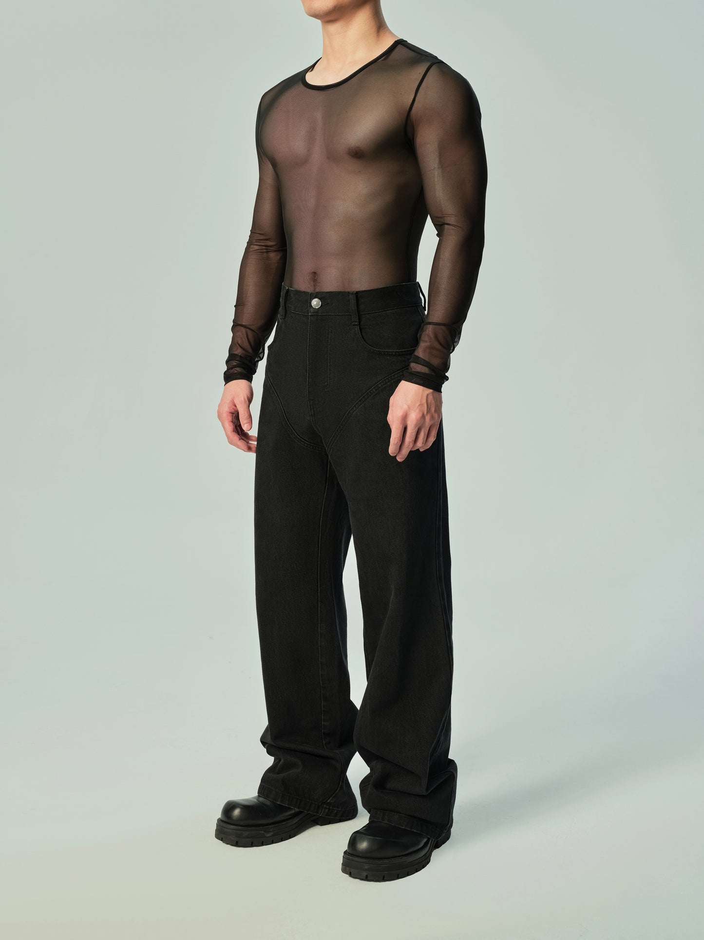 Lustrous Mesh Vest & Long Sleeve Top