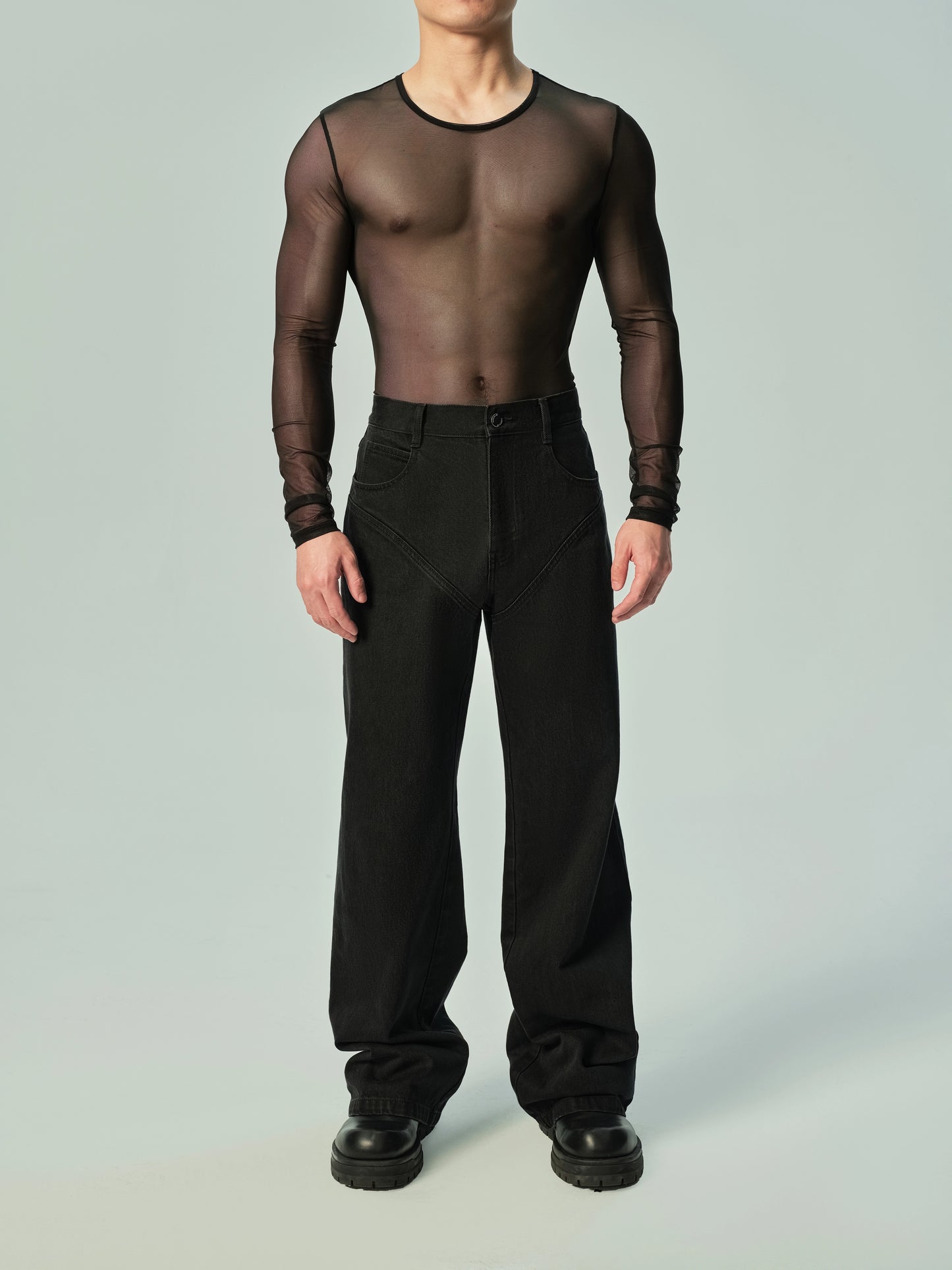 Lustrous Mesh Vest & Long Sleeve Top