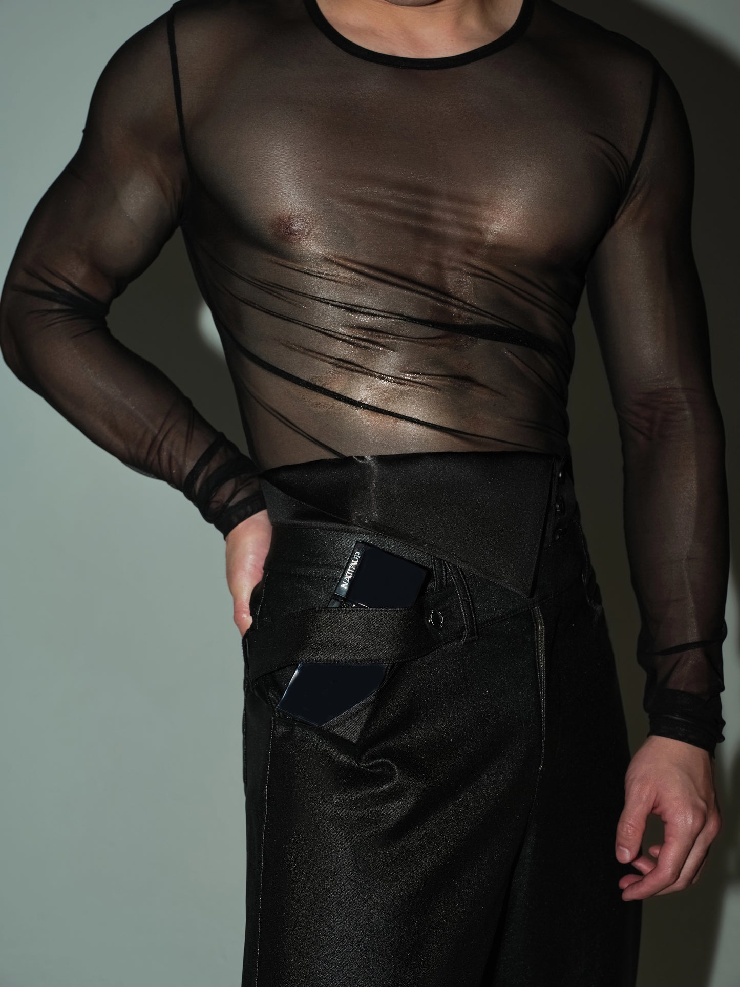 Lustrous Mesh Vest & Long Sleeve Top