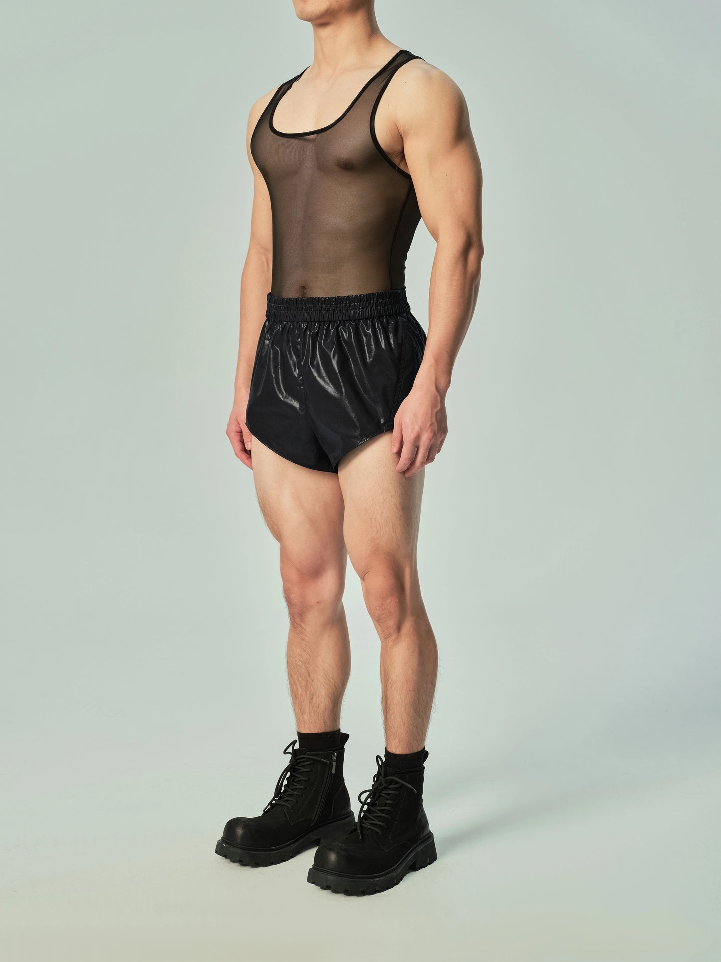 Lustrous Mesh Vest & Long Sleeve Top