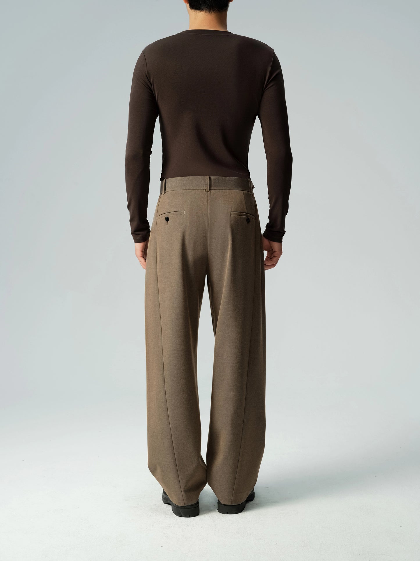 Mesh Panel Long Sleeve Top & Brown Mesh Brief