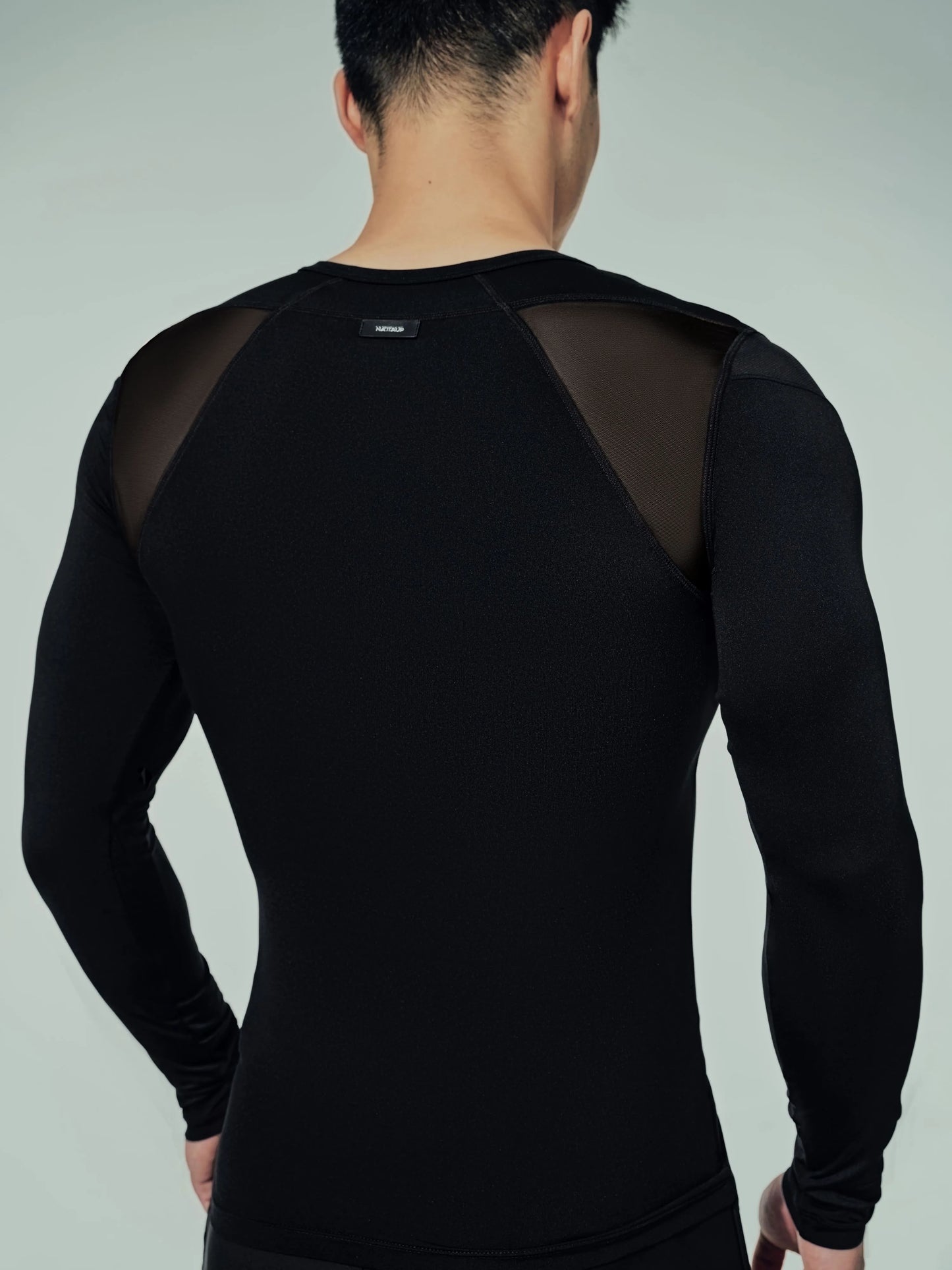 Mesh Panel Sport Long Sleeve Black & Dusk Grey