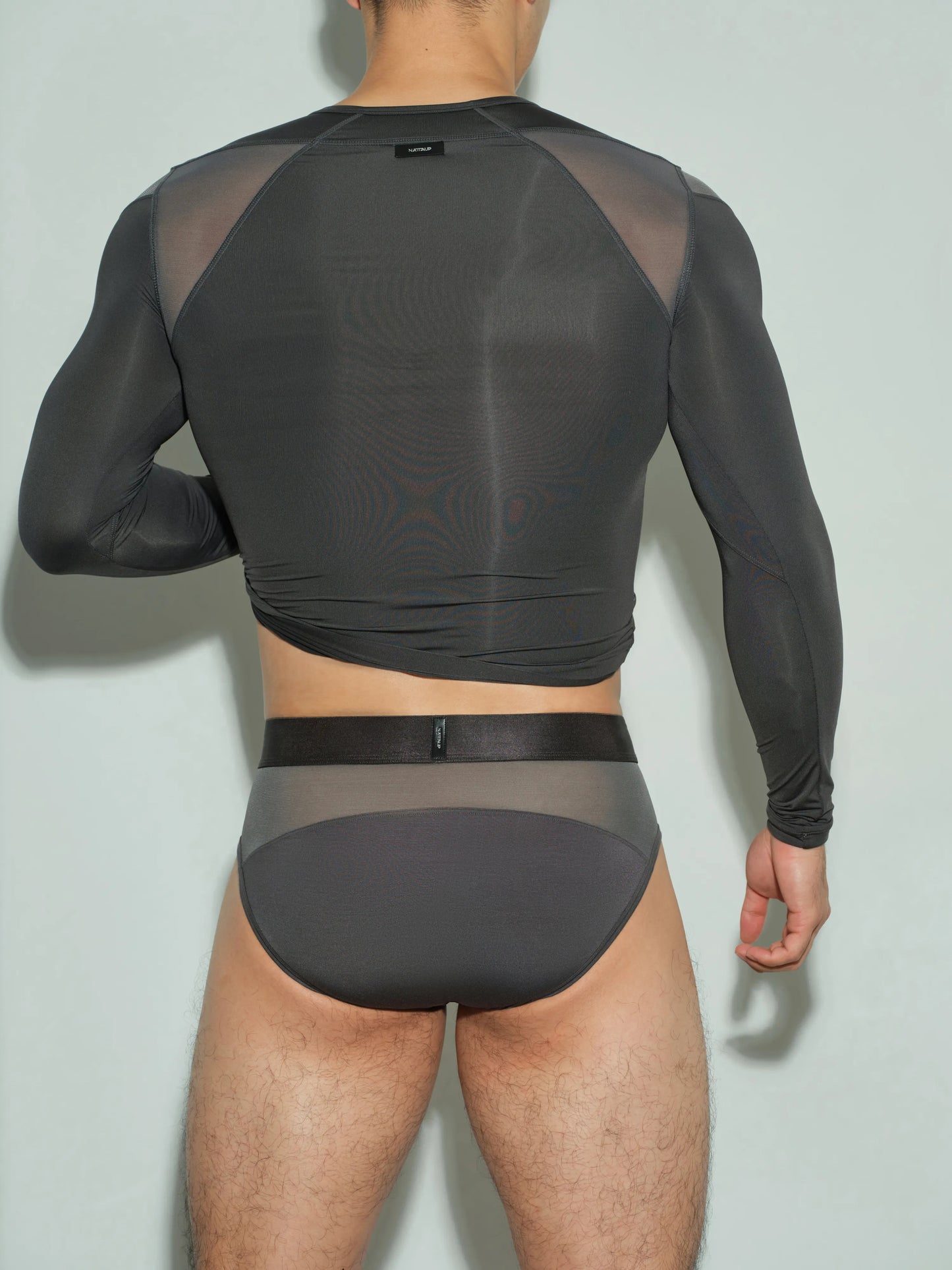 Buckle Brief & Dual-Band Joggers & Mesh Panel Sport Long Sleeve Grey
