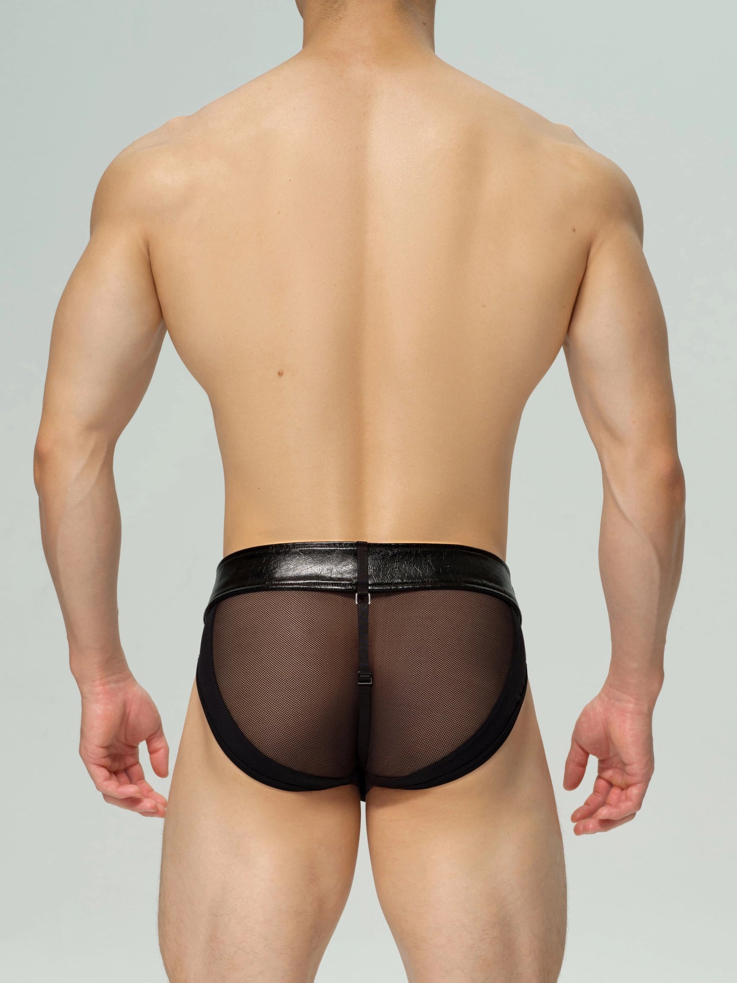 Mesh Paneled Low Rise Brief & Cross Front Thong Belt