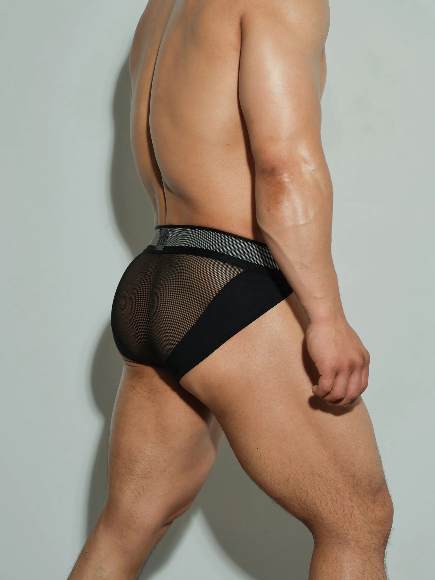 Mesh Patterned Wide Belt Brief