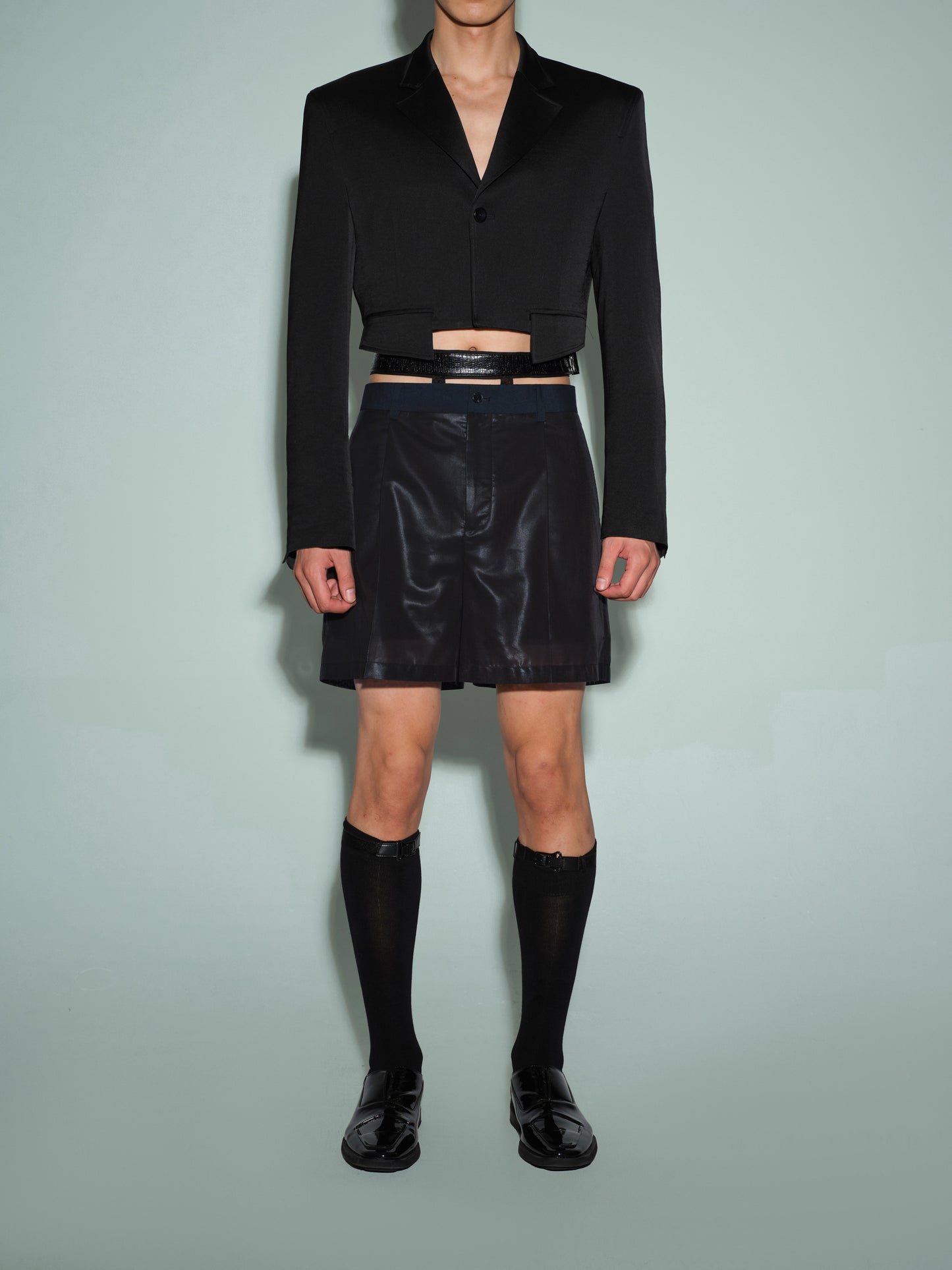Mesh & Faux Leather Short