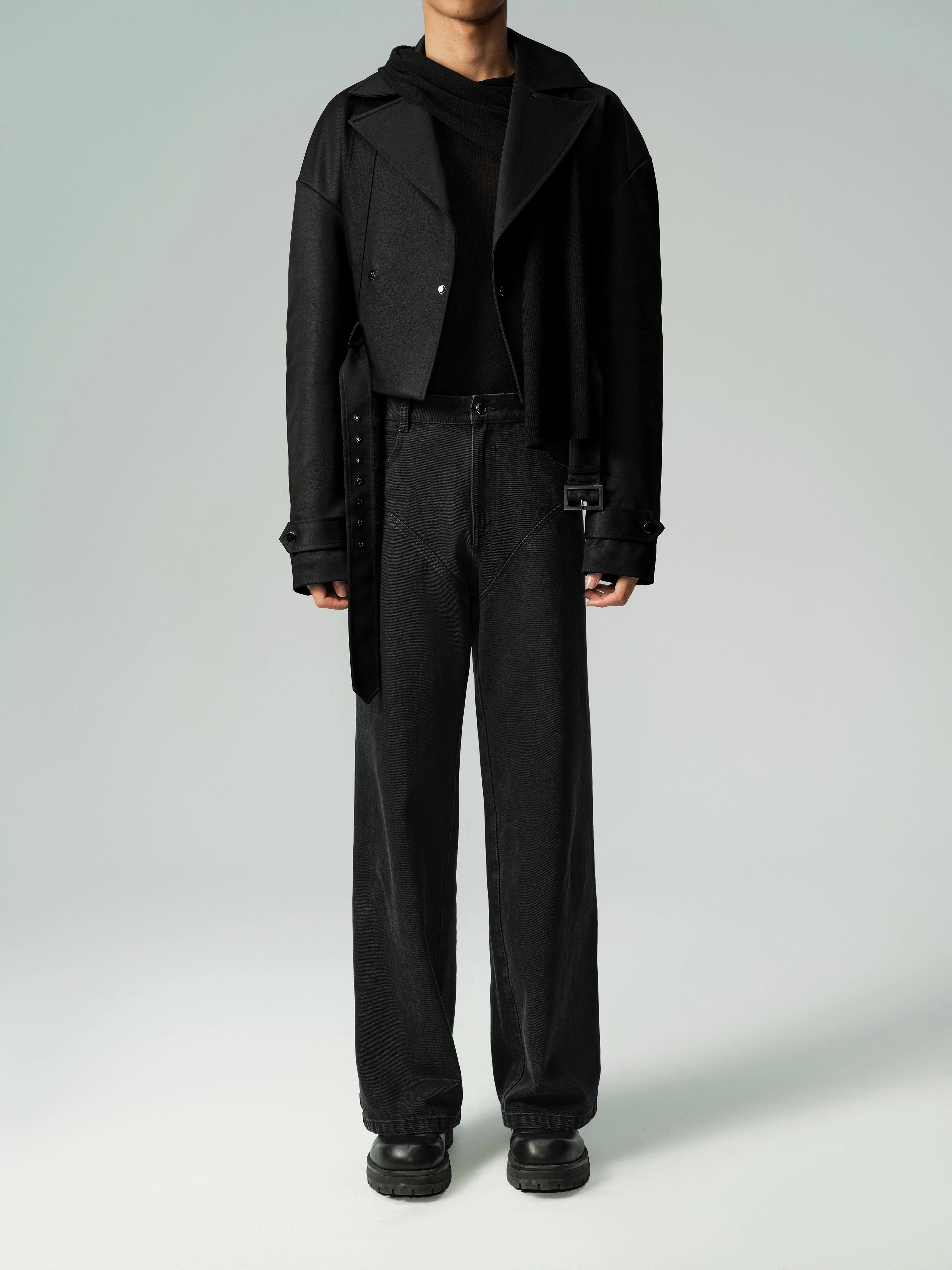 Mesh Belt Multi-Panel Short Jacket