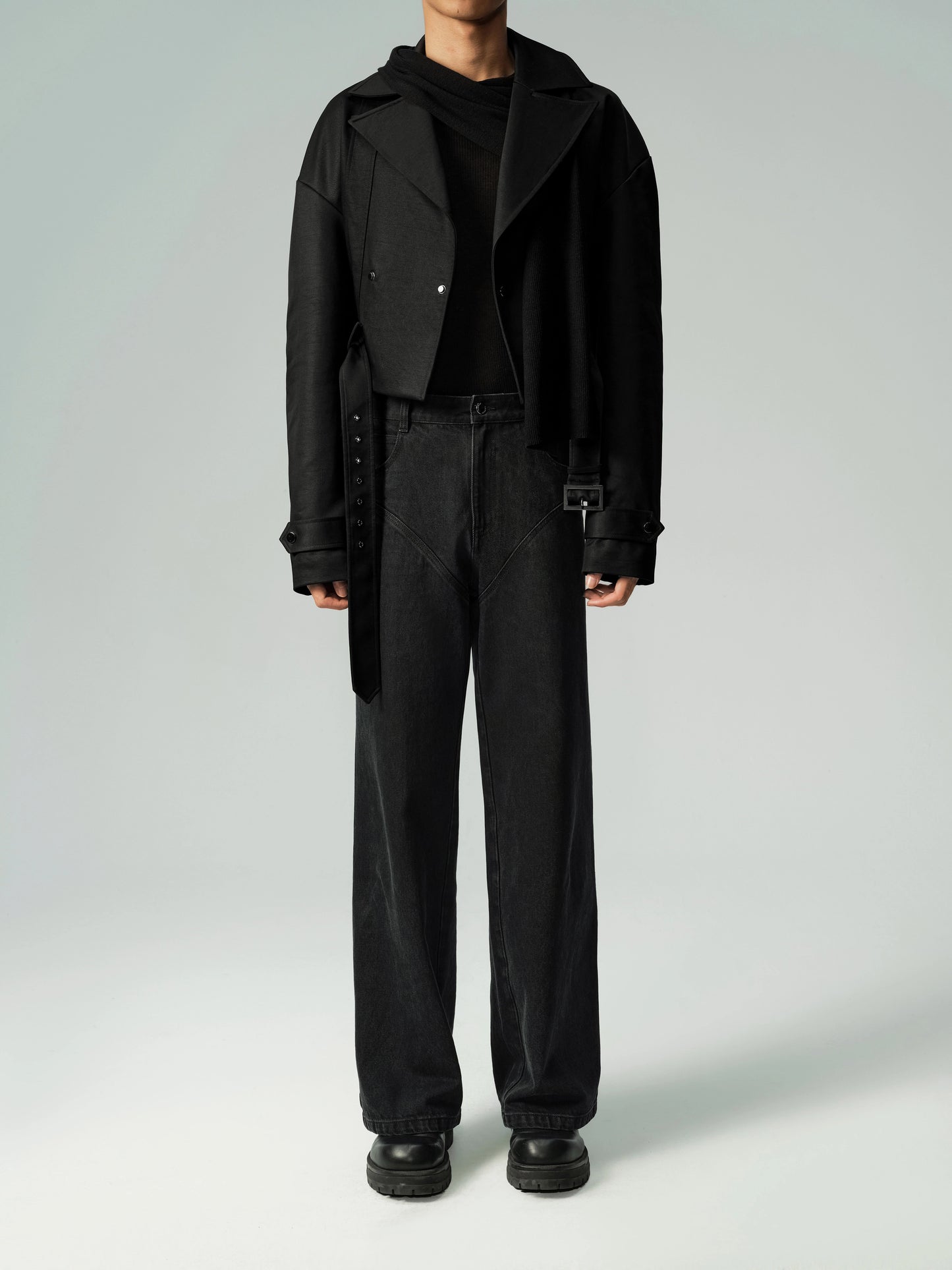 Mesh Belt Multi-Panel Short Jacket