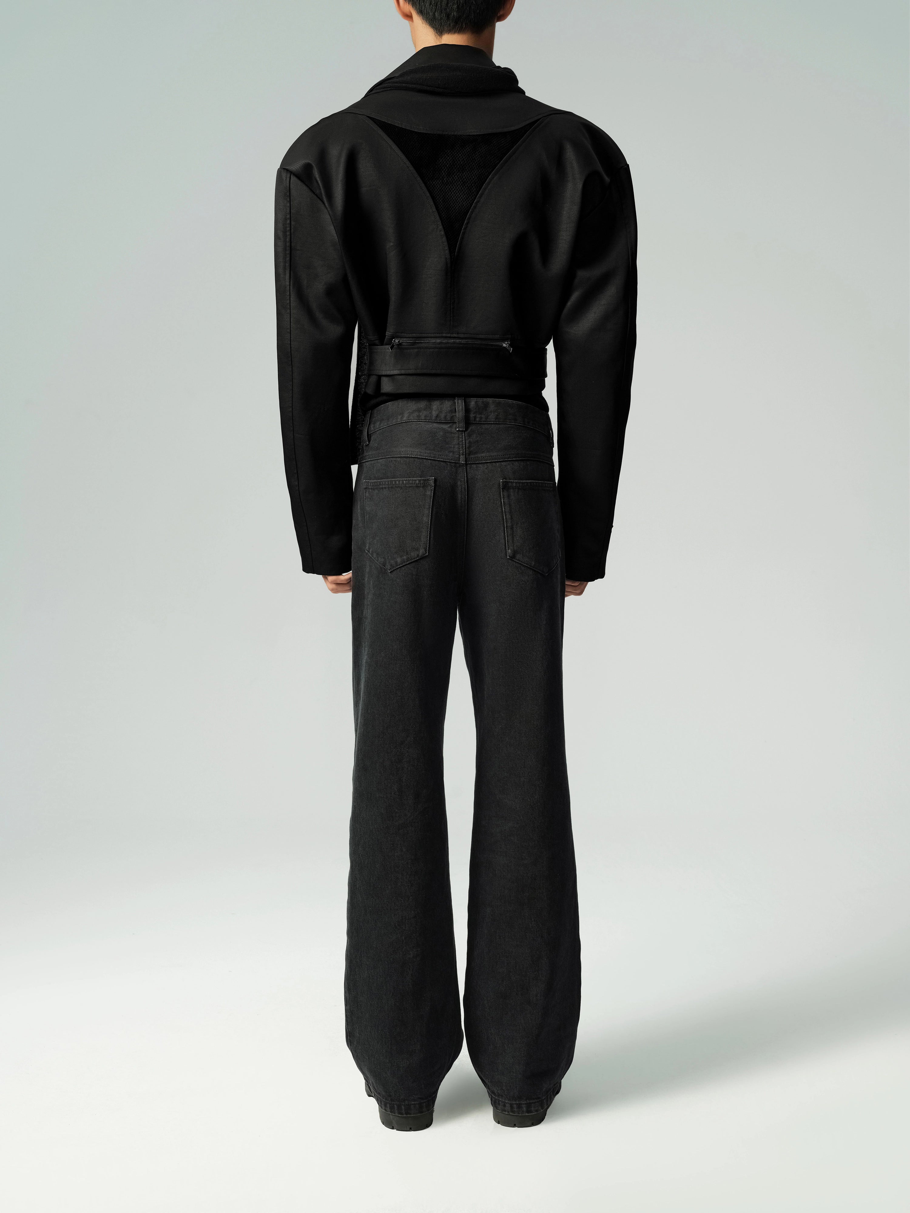 Mesh Belt Multi-Panel Short Jacket