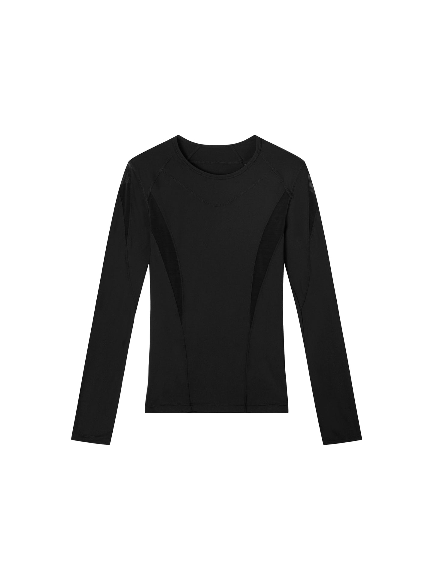 Mesh Panel Sport Long Sleeve Black & Dusk Grey