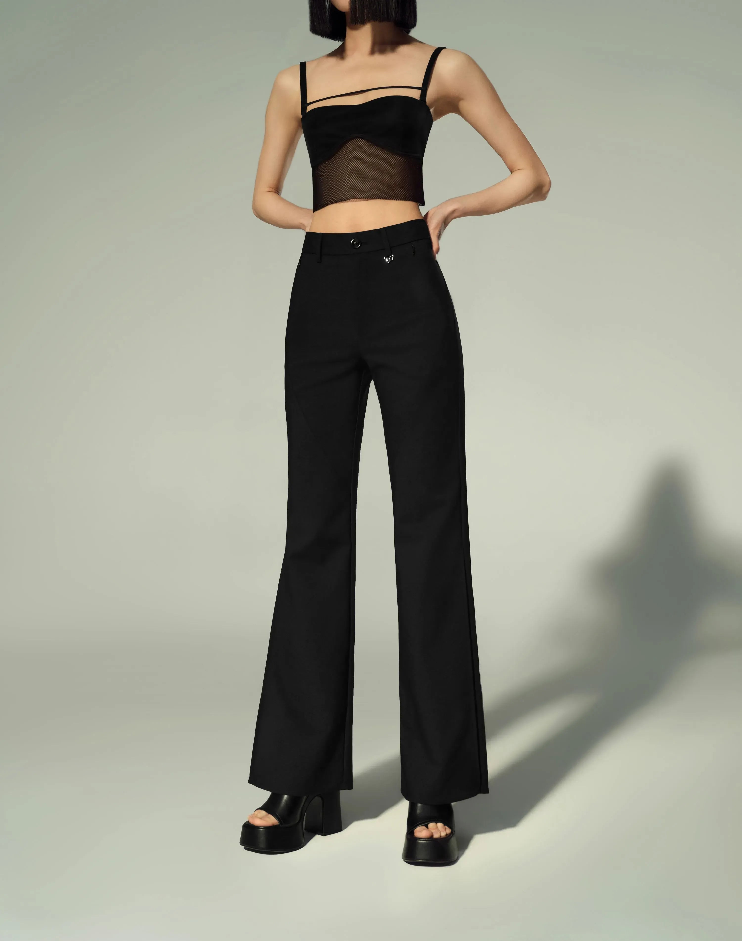 Mid-Rise Flared Pants