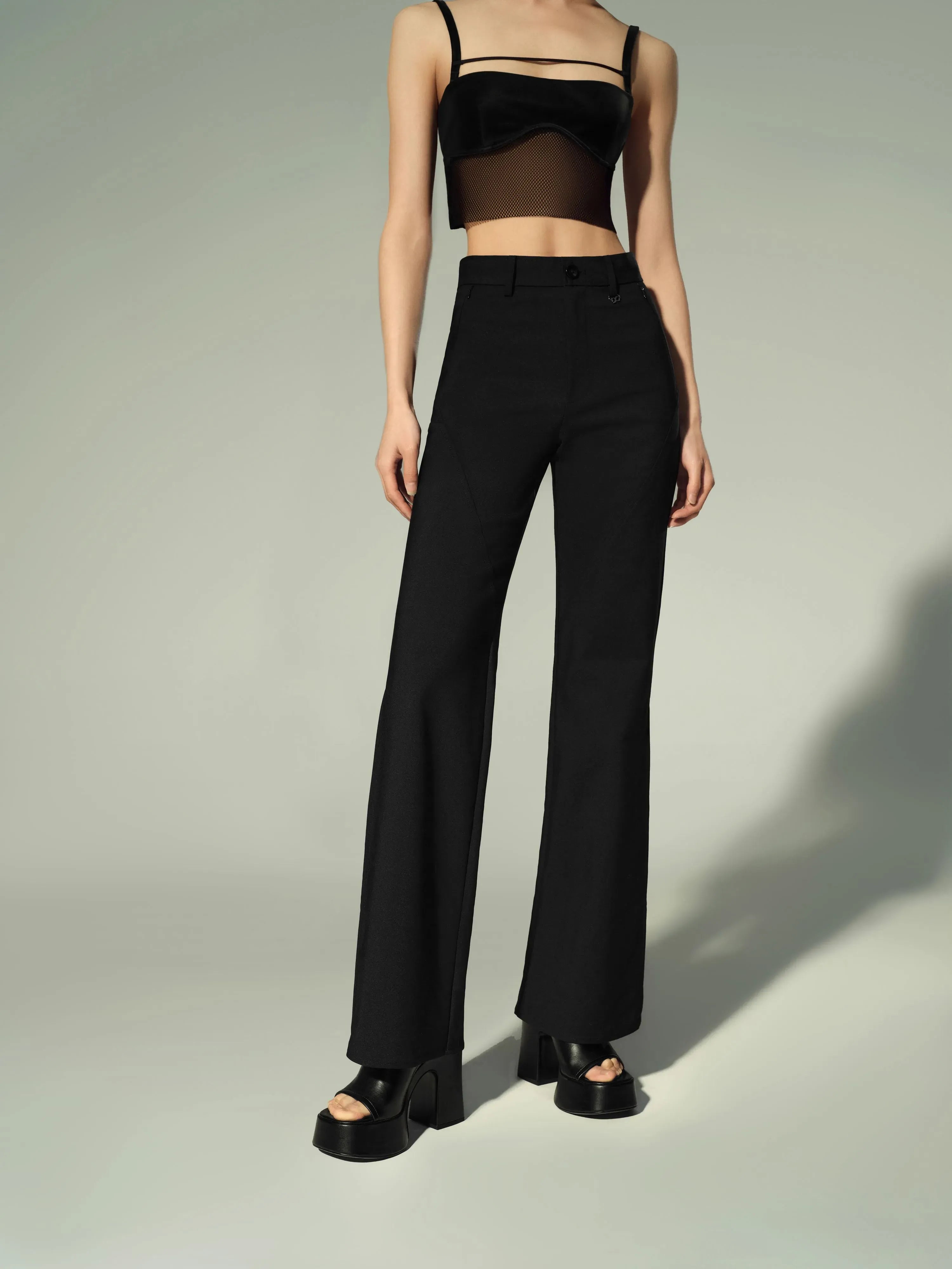 Mid-Rise Flared Pants