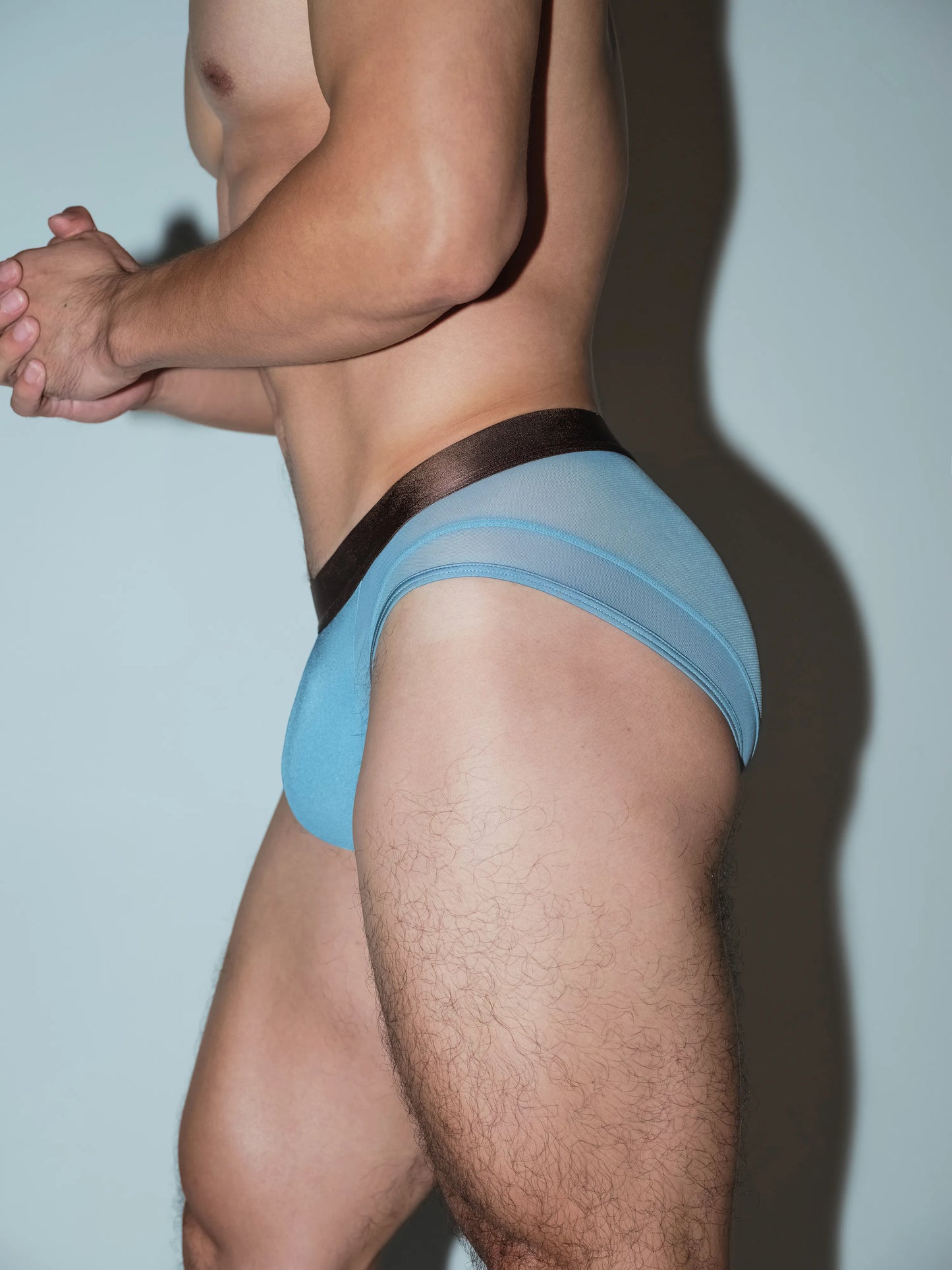 Mid Rise Satin Mesh Brief