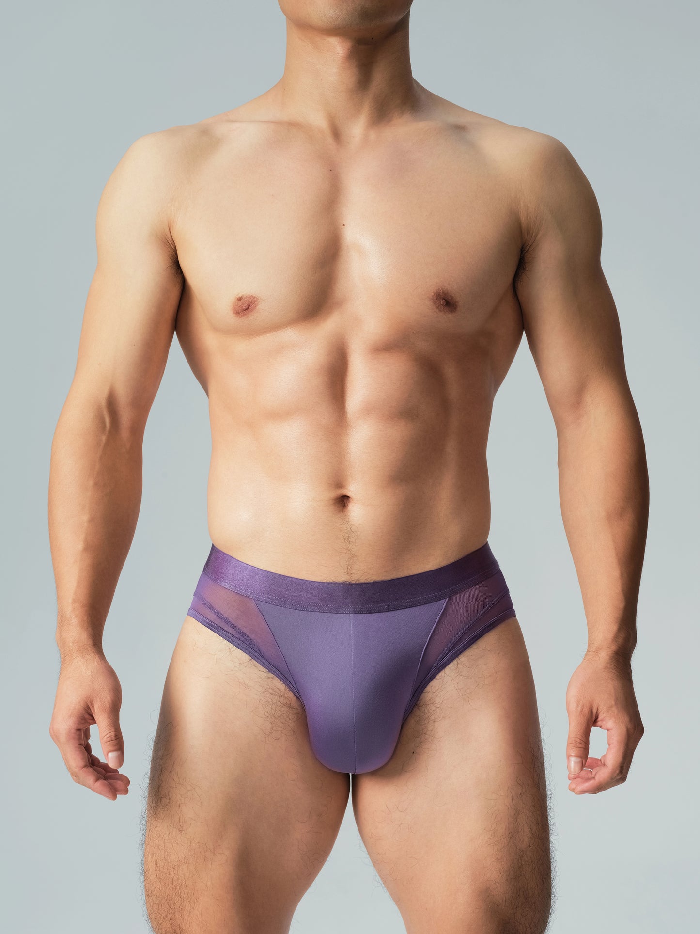 Mid Rise Satin Mesh Brief