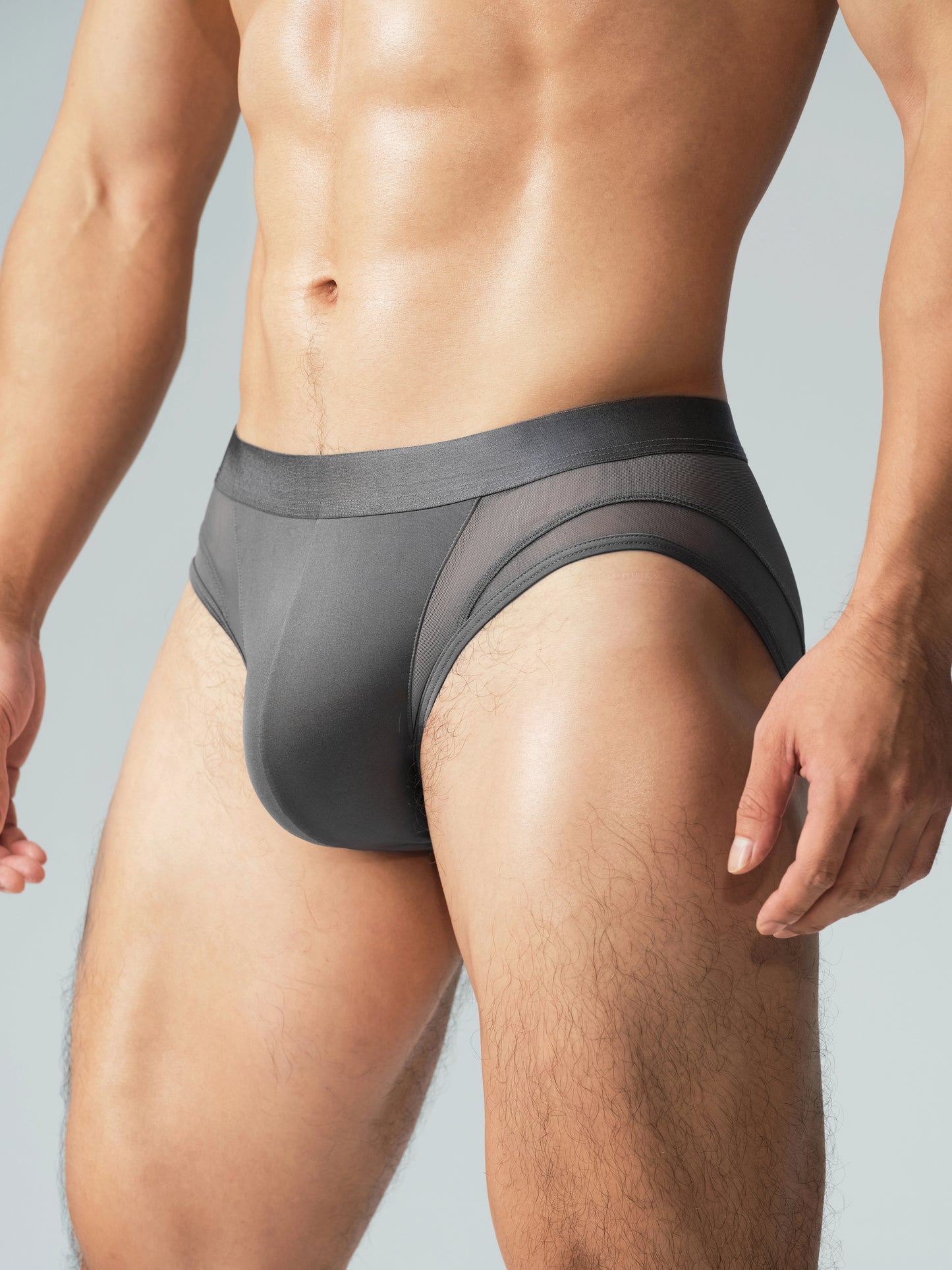 Mid Rise Satin Mesh Brief