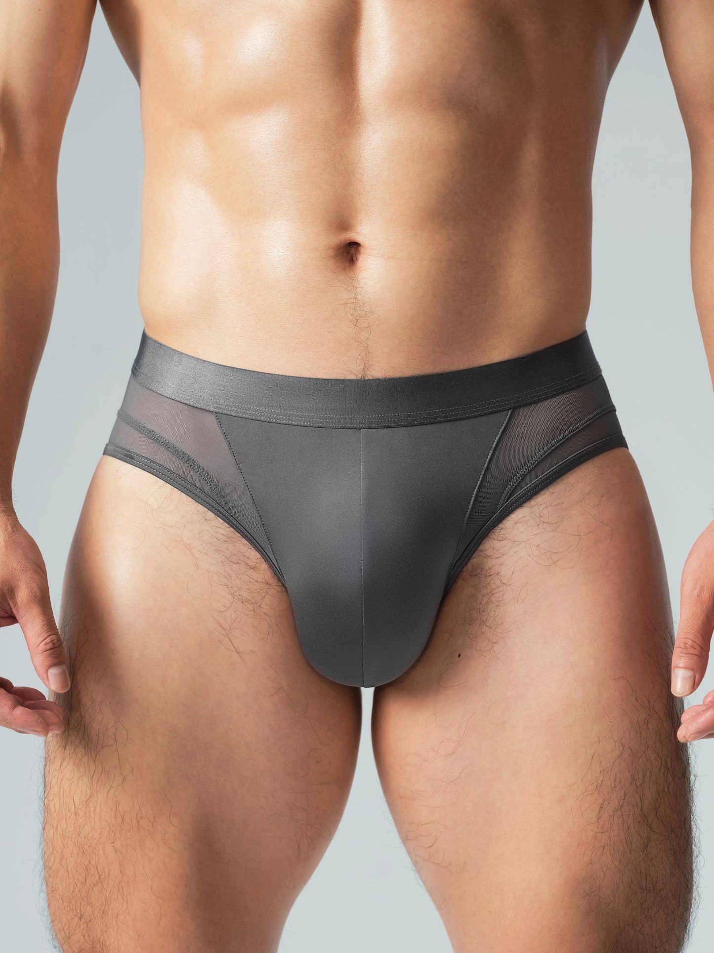 Mid Rise Satin Mesh Brief