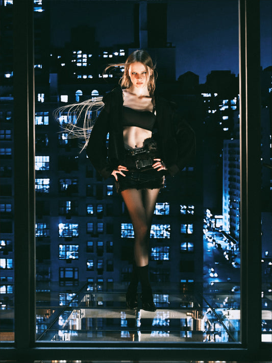 Faux Fur Mini Skirt & Double Buckle Belt Set