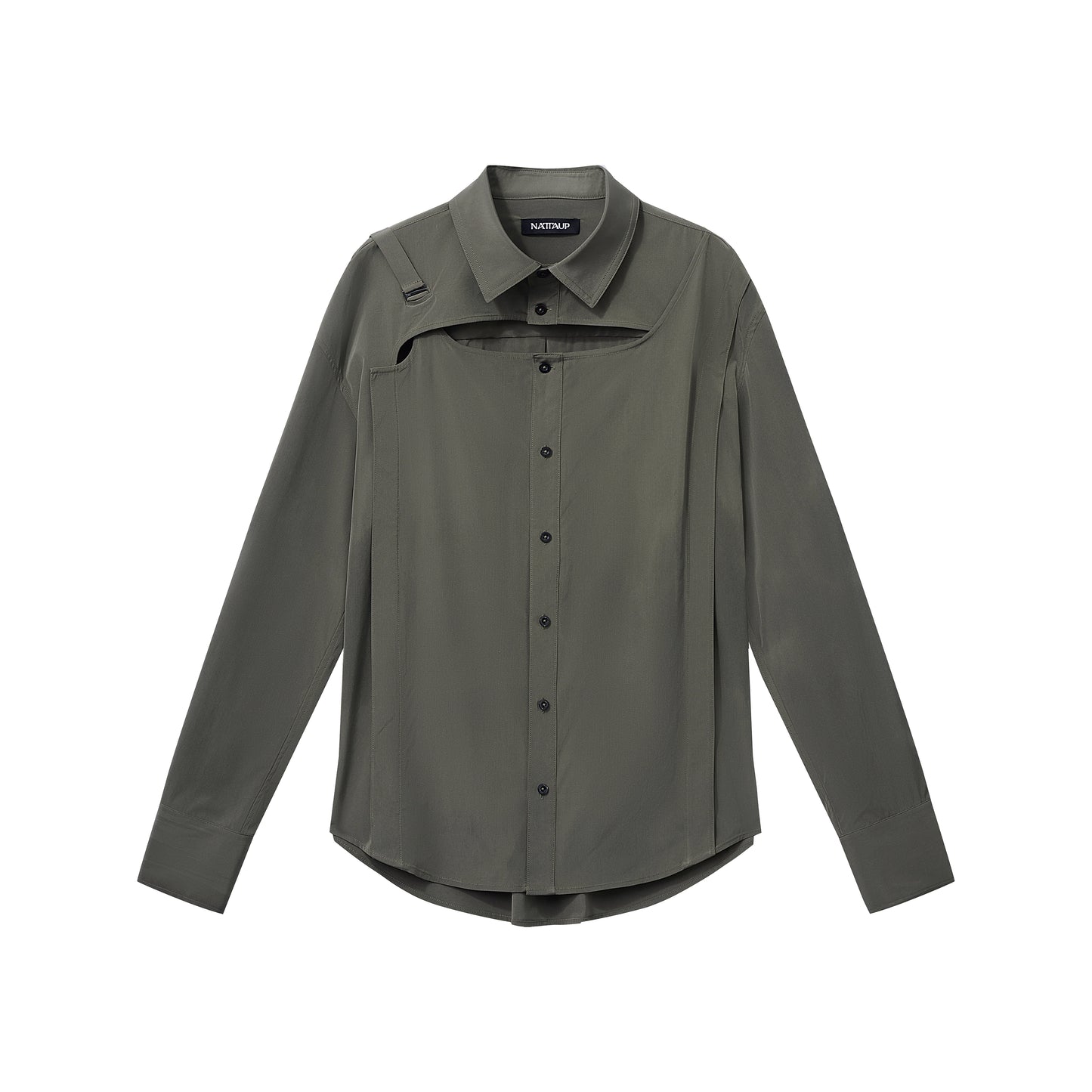 Cropped PU Shirt & Openwork  Structure Shirt