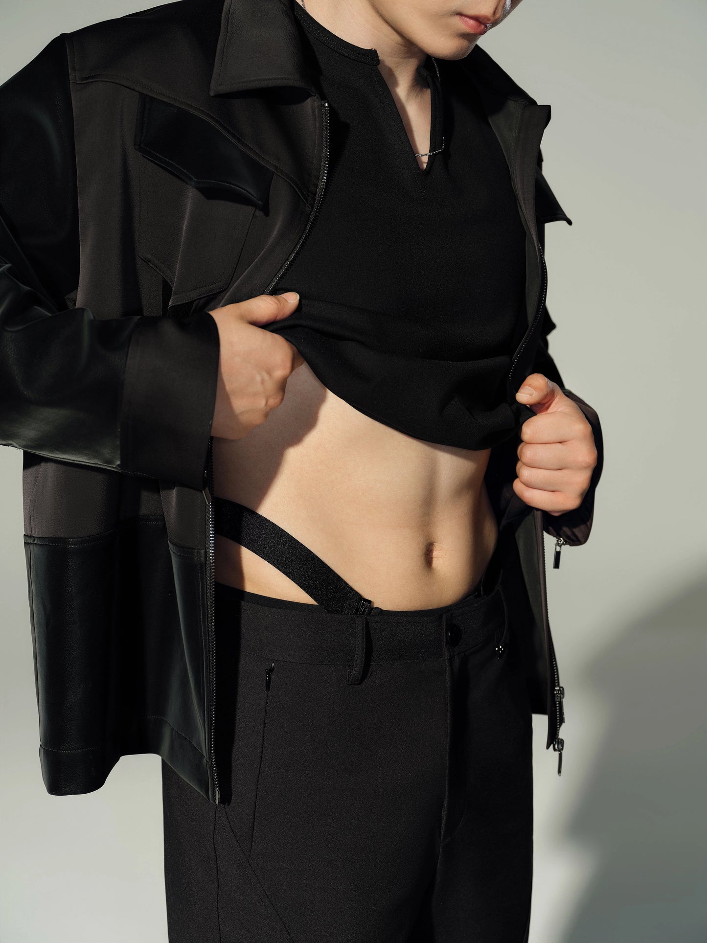 Oversized Cutout Zip Jacket