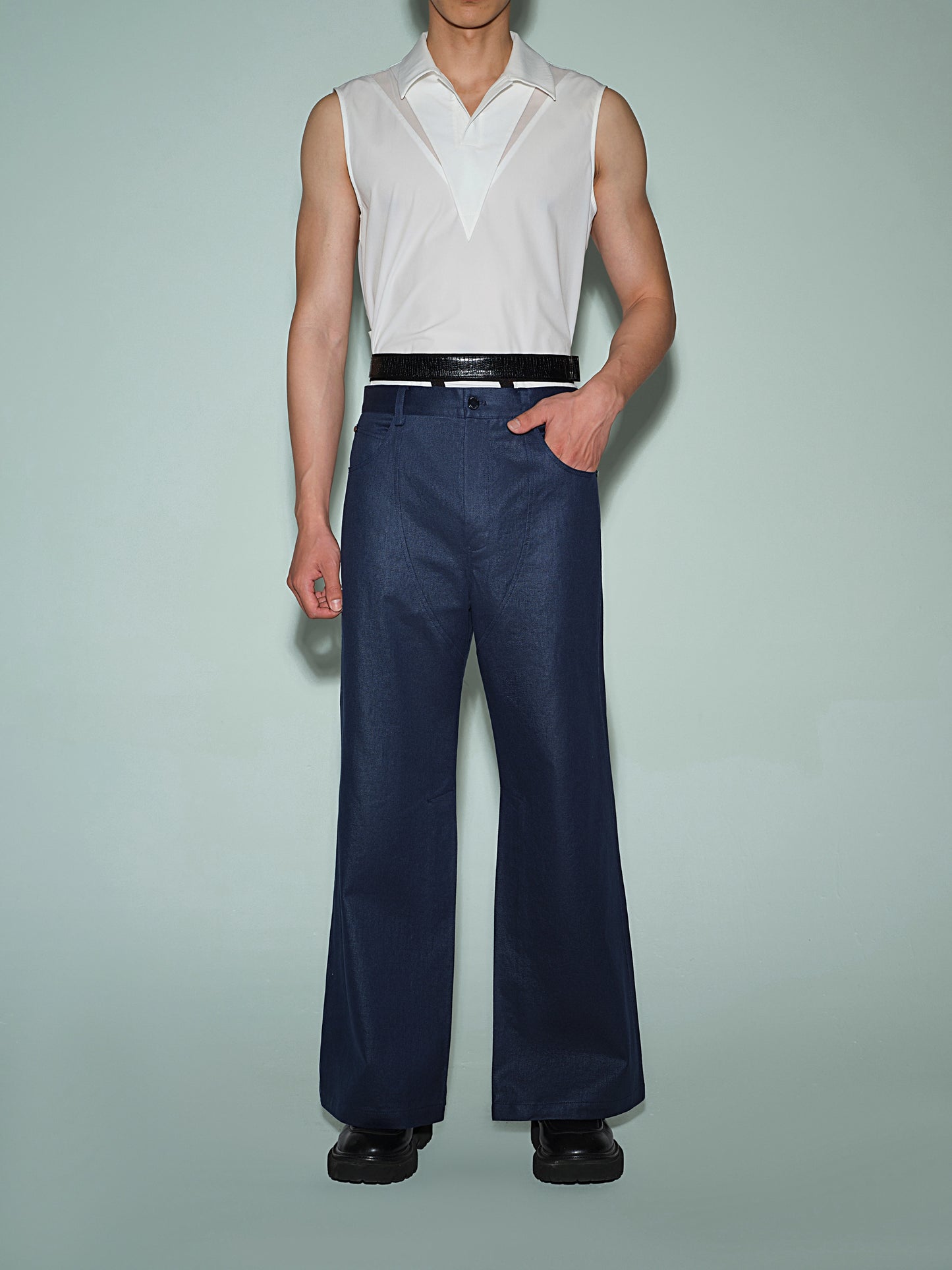 Panelled Polo Collar Vest