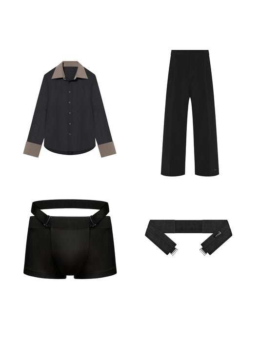 Pants & Shirt & PB Trunk & Band (Heather & Khaki)