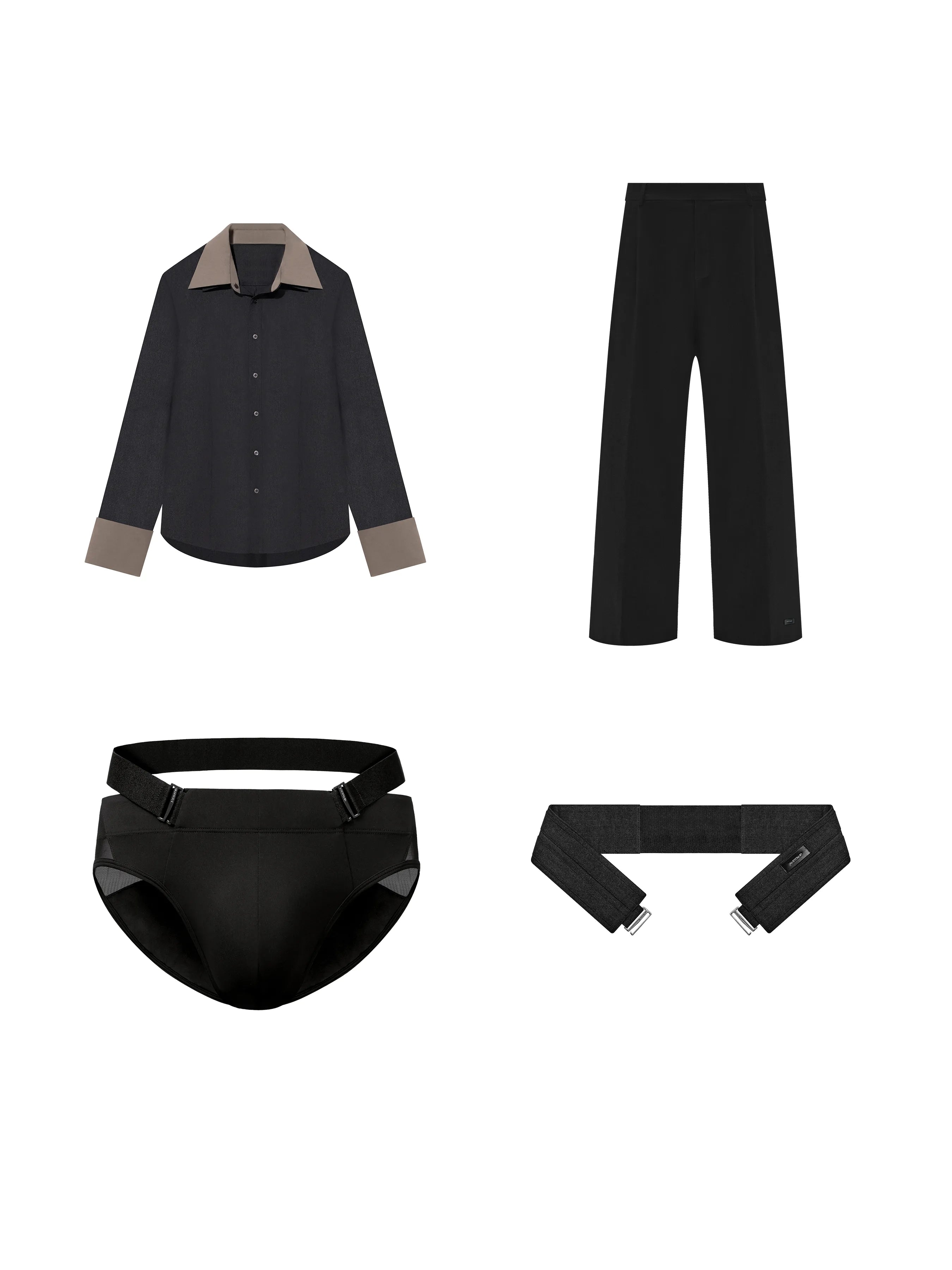 Pants & Shirt & PB Brief & Band (Heather & Khaki)