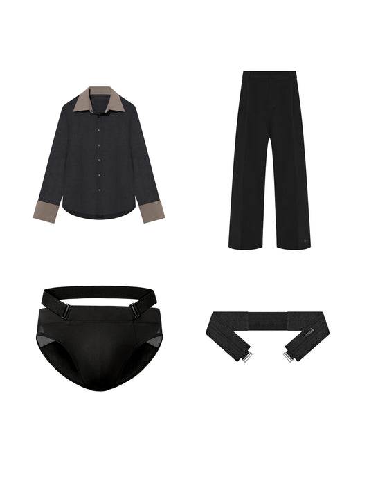 Pants & Shirt & PB Brief & Band (Heather & Khaki)