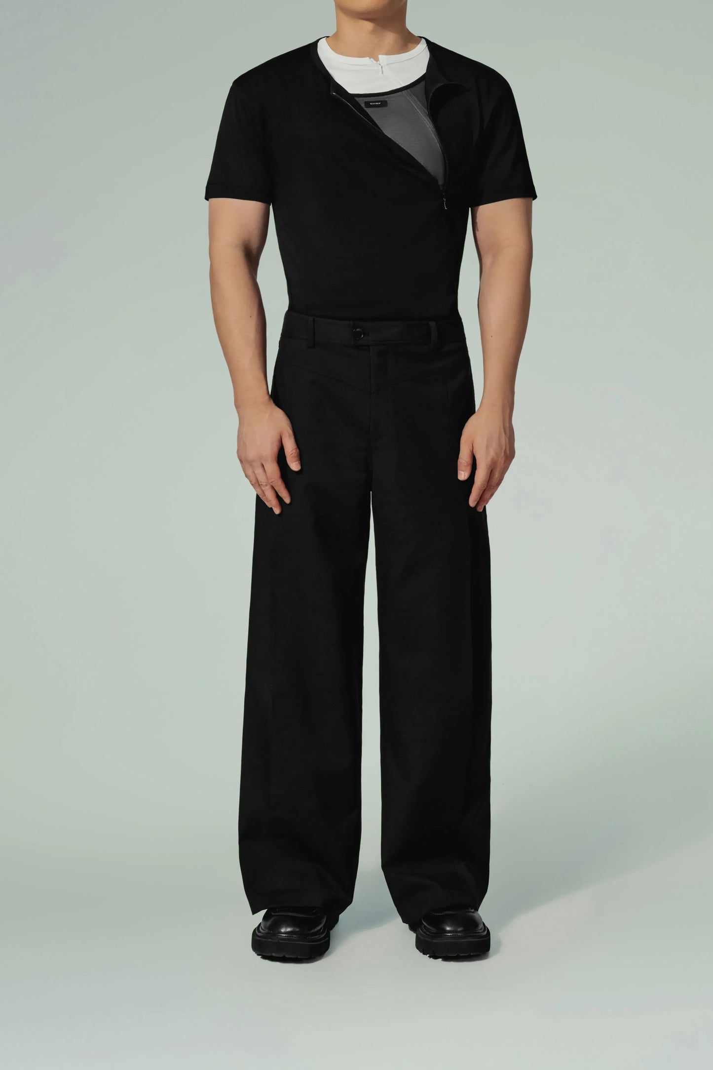 Pleated Mesh Pants