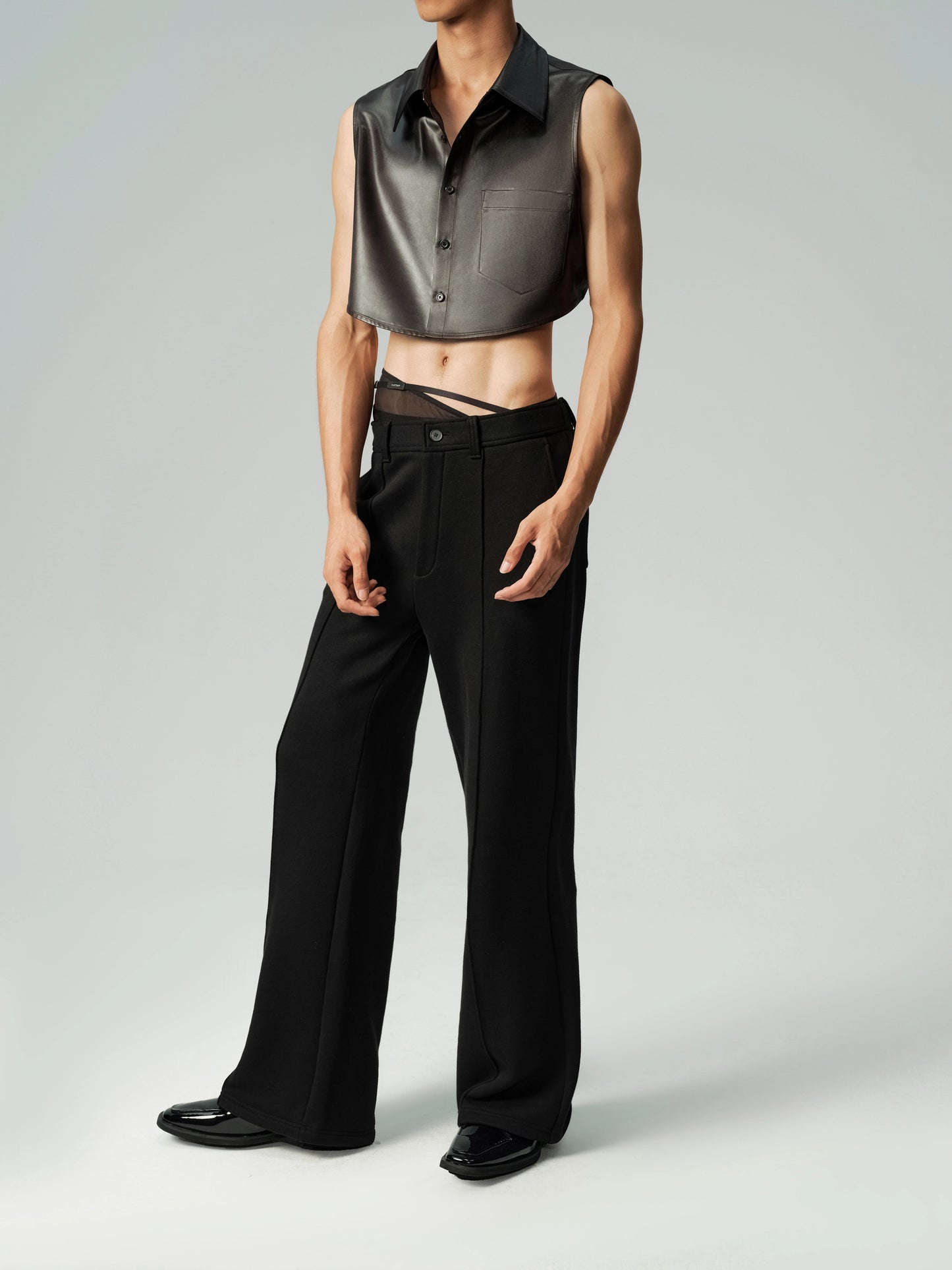 Satin Faux Leather Vest