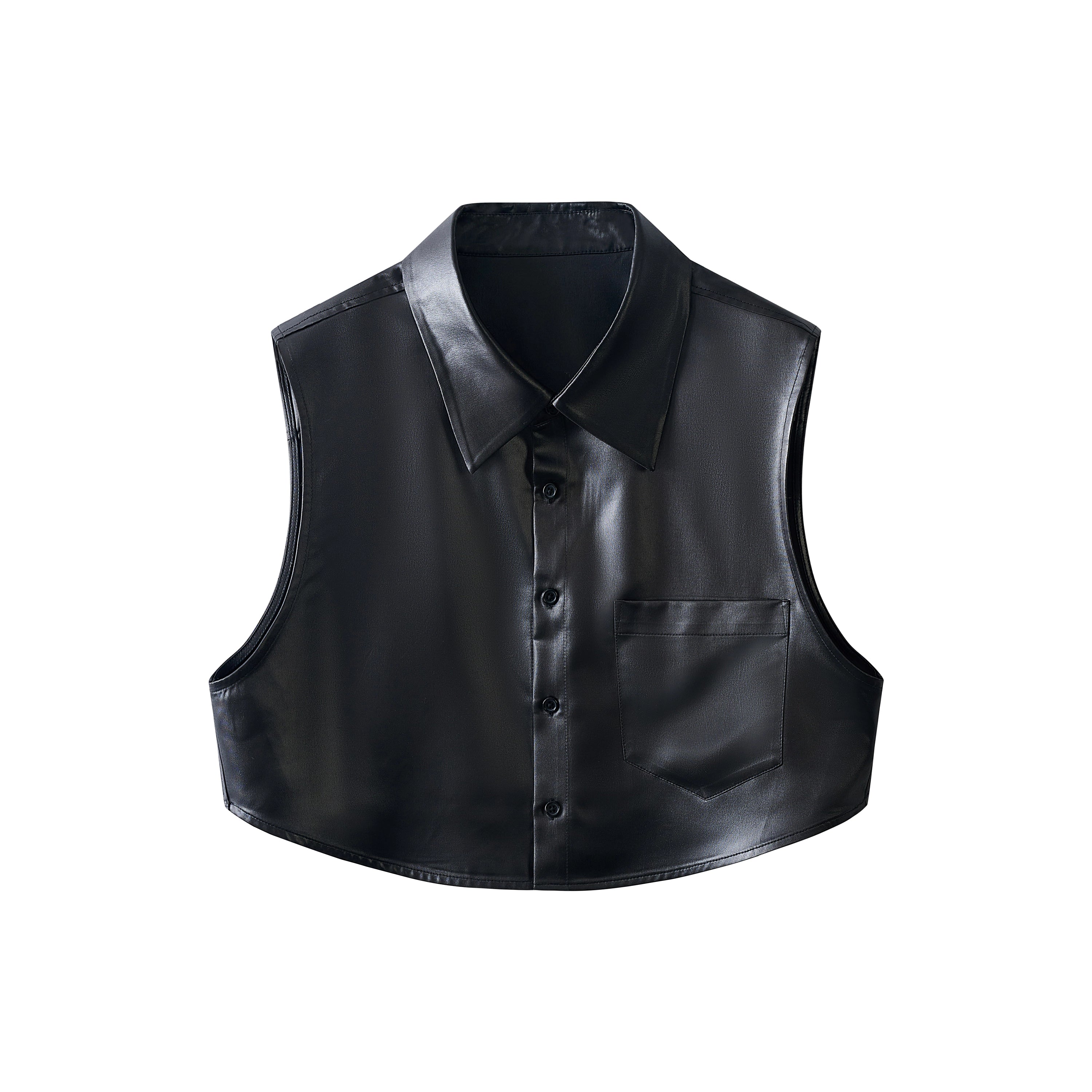 Satin Faux Leather Vest