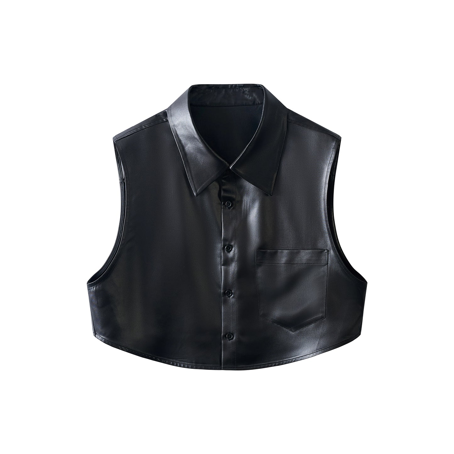 Satin Faux Leather Vest