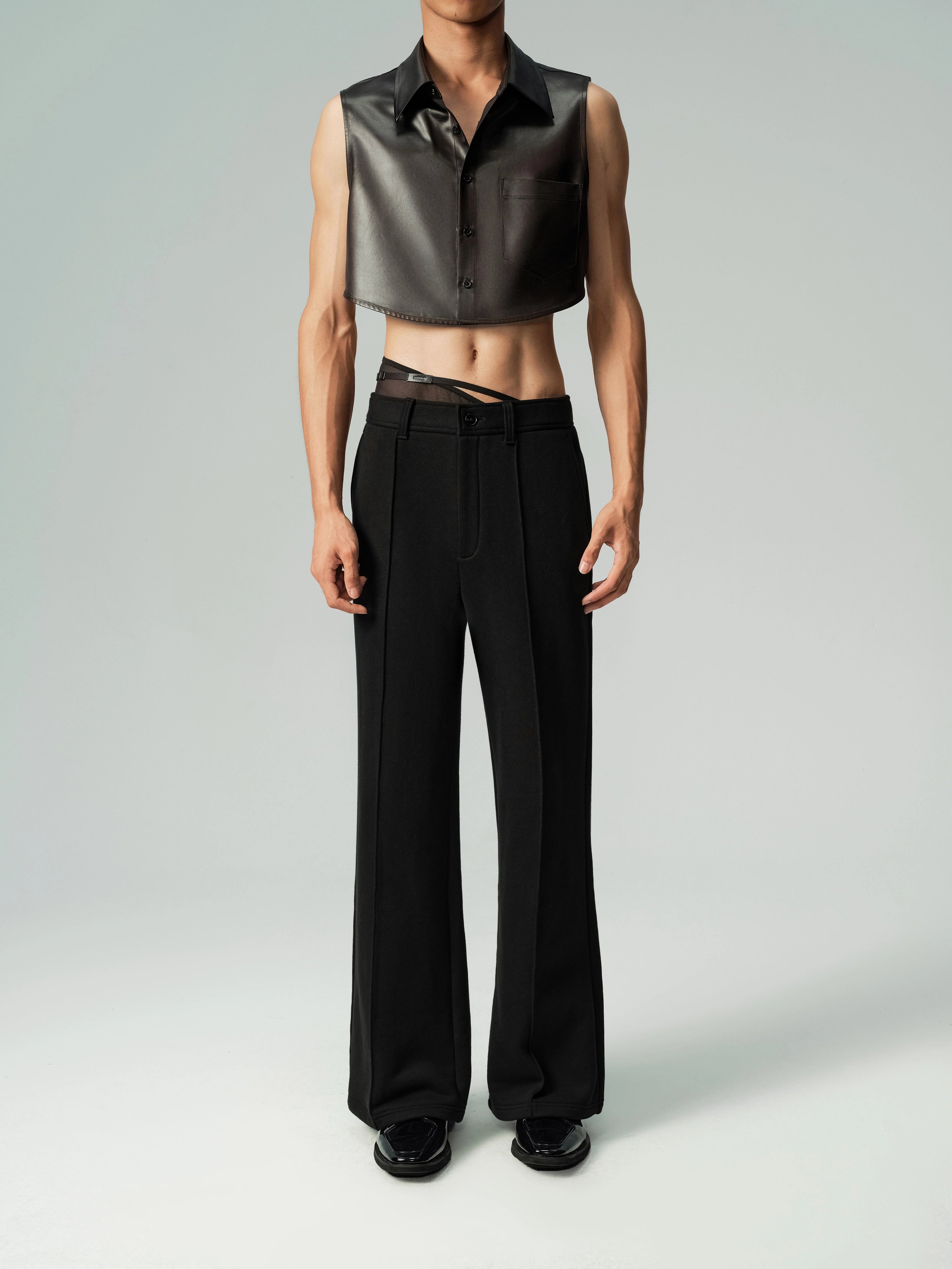 Satin Faux Leather Vest