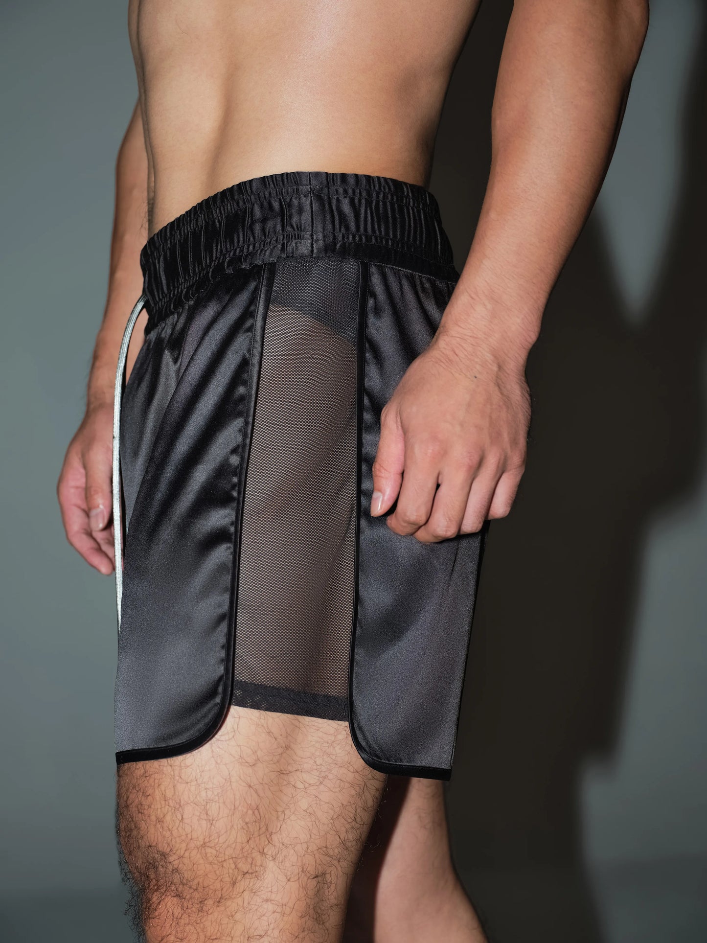 Satin Mesh Boxing Shorts