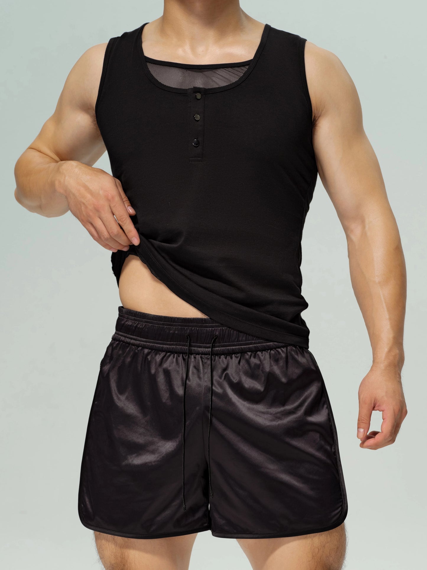 Satin Mesh Boxing Shorts