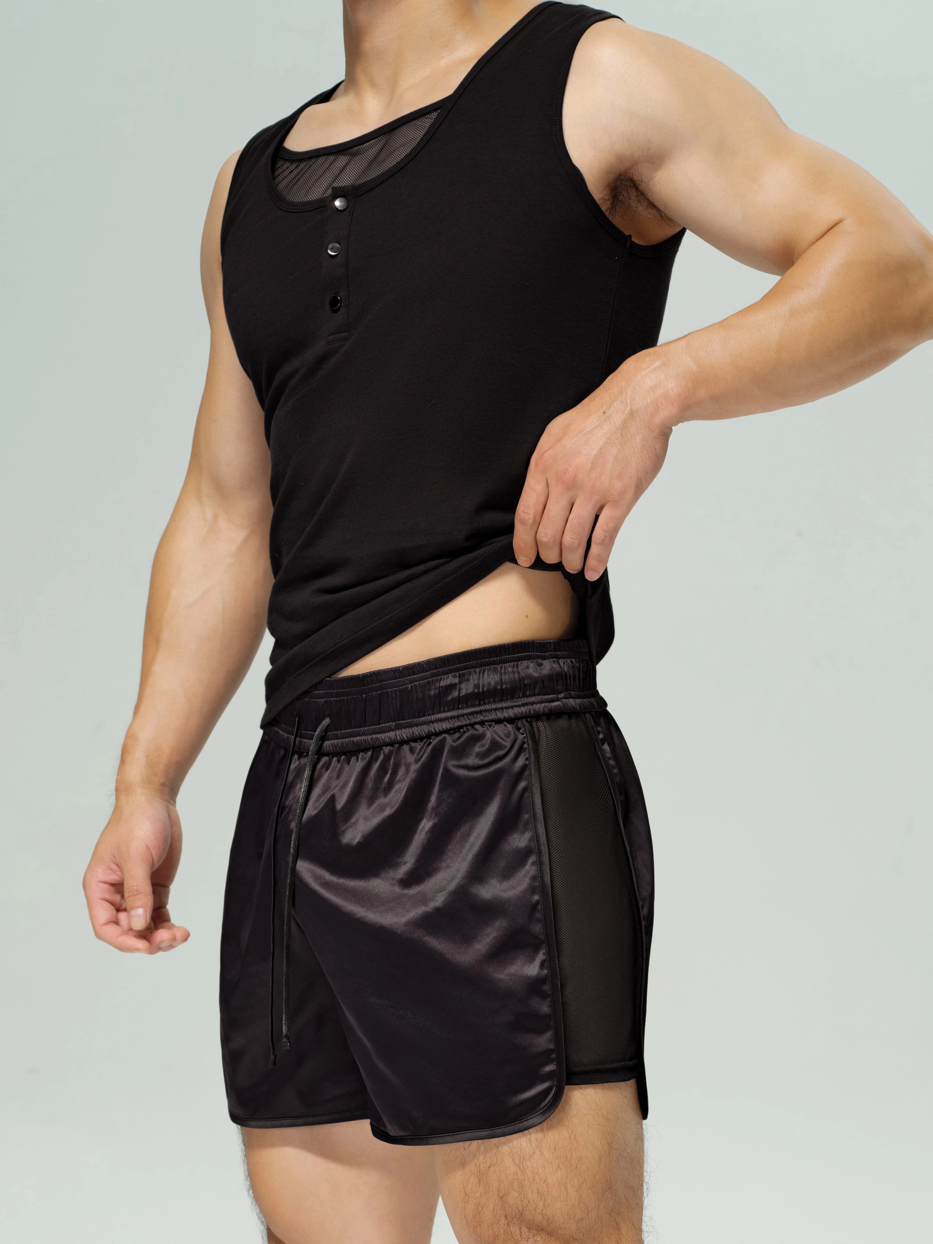 Satin Mesh Boxing Shorts
