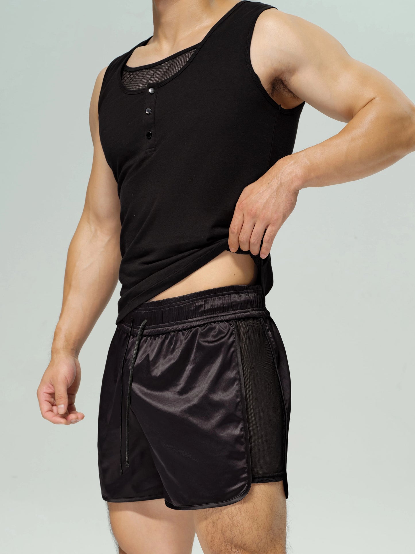 Satin Mesh Boxing Shorts