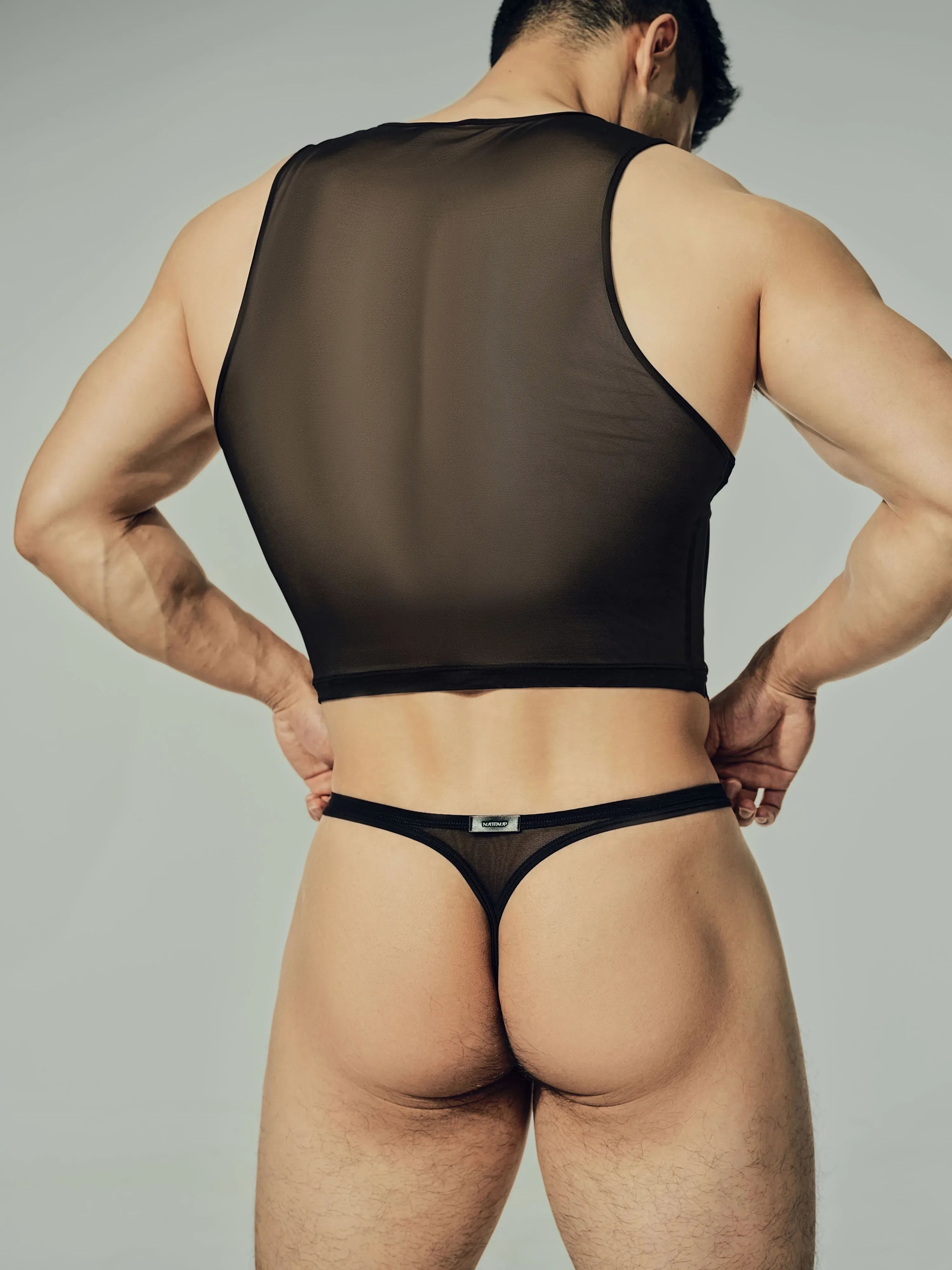 Satin Mesh Thong