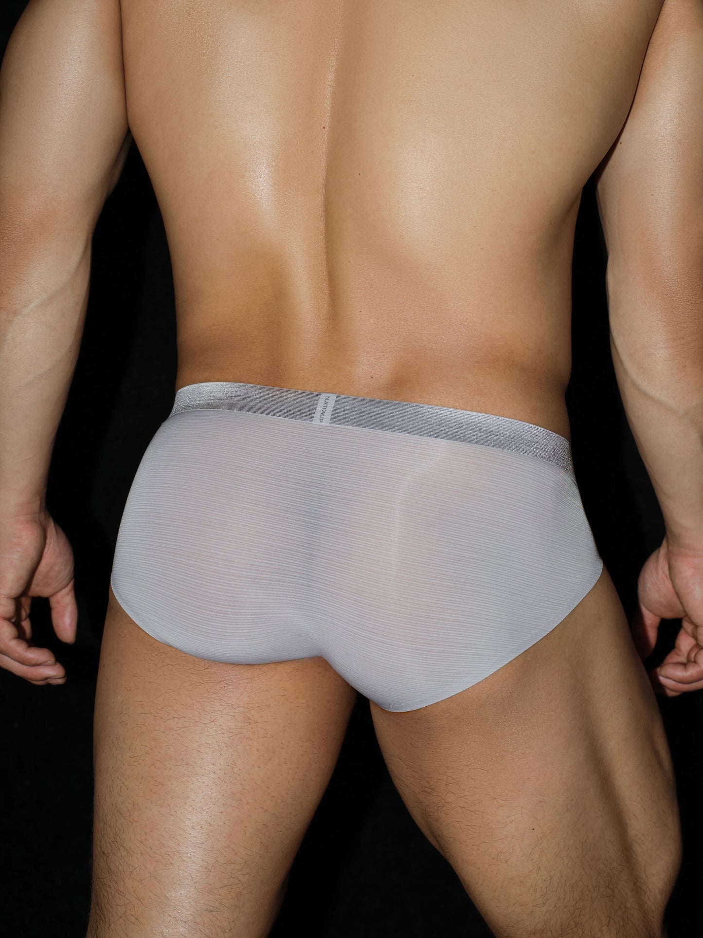 Satin-Striped Icy Silk Brief (Porcelain Dusk*2)