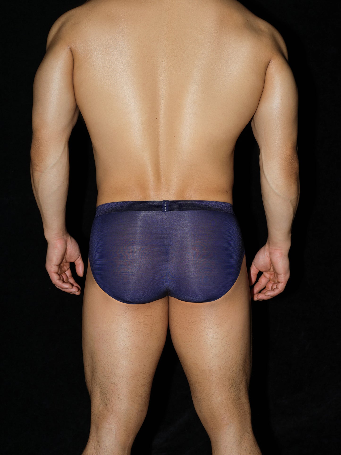 Satin-Striped Icy Silk Brief (Curtain Night Purple*2)