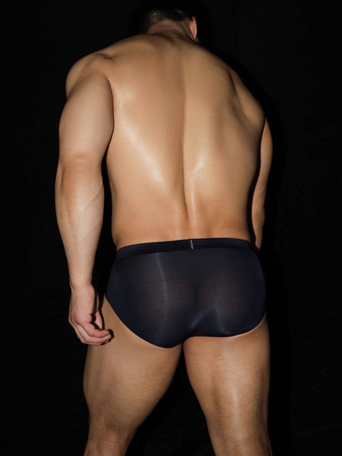 Satin-Striped Icy Silk Brief (Ink & Iris*2)