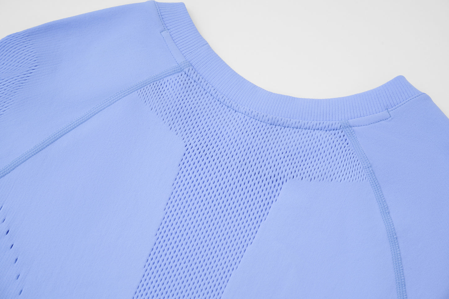 Seamless Openwork Long Sleeve Top (Icy Gleam Blue & Grape Violet Brown)