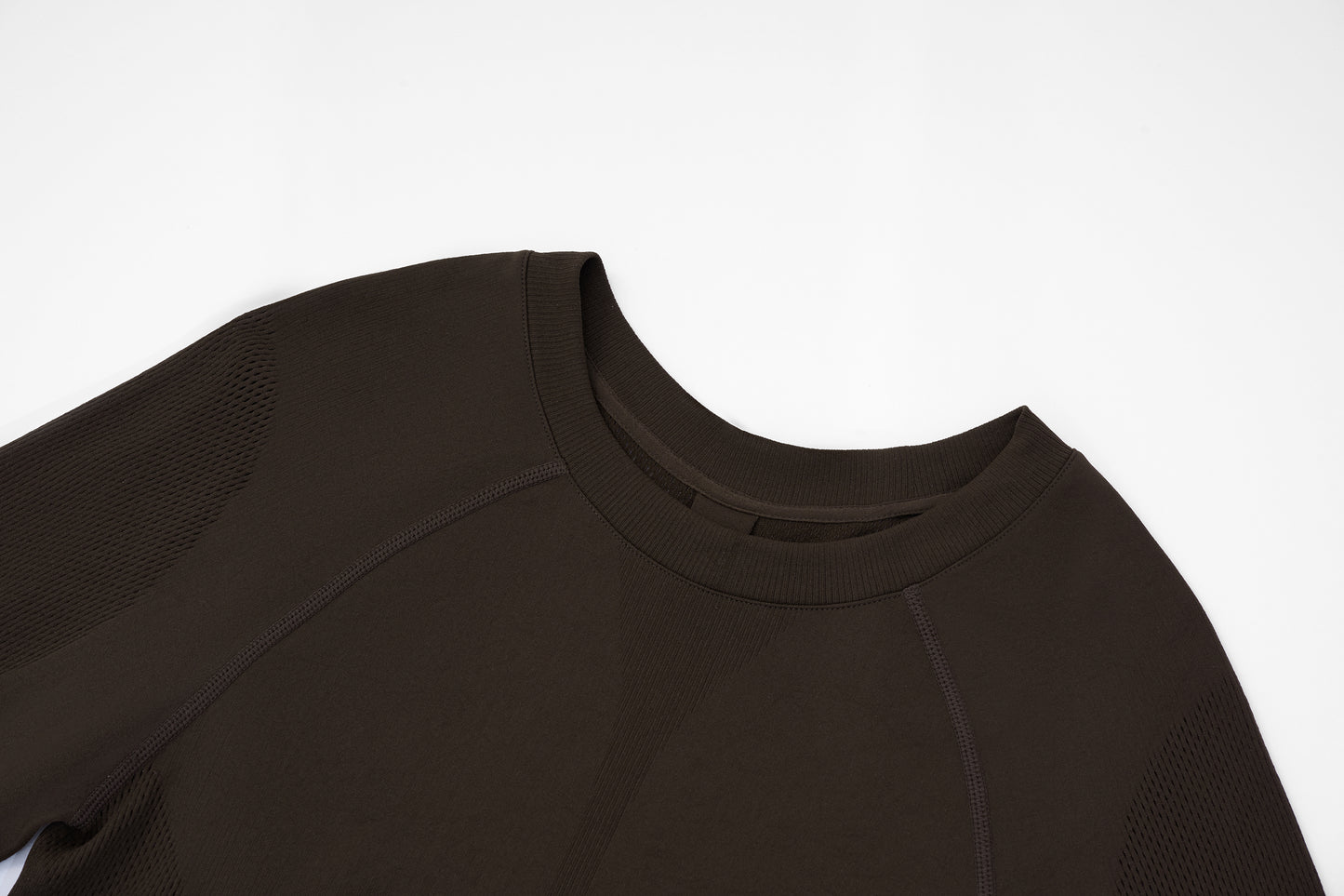Seamless Openwork Long Sleeve Top (Icy Gleam Blue & Grape Violet Brown)