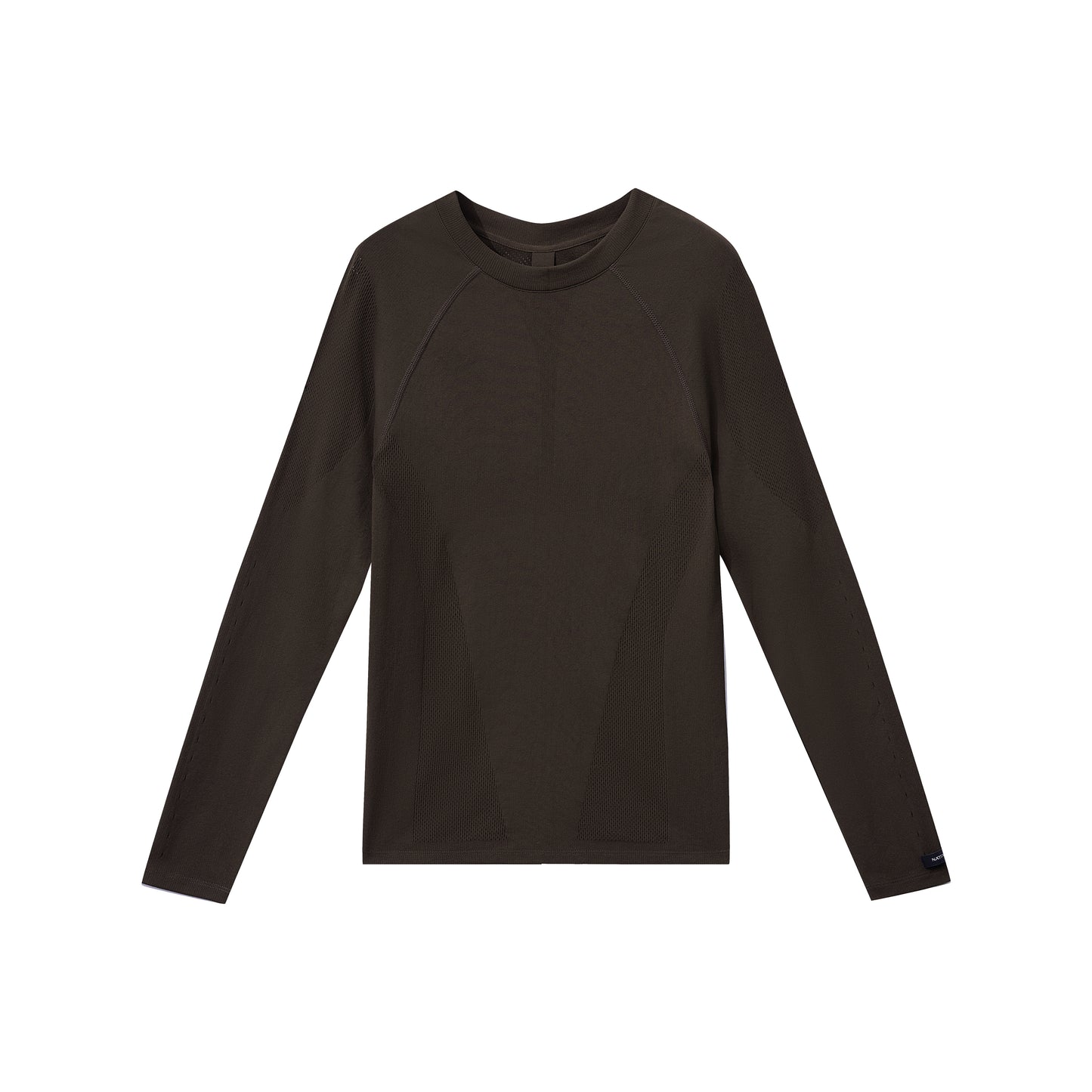 Seamless Openwork Long Sleeve Top (Icy Gleam Blue & Grape Violet Brown)