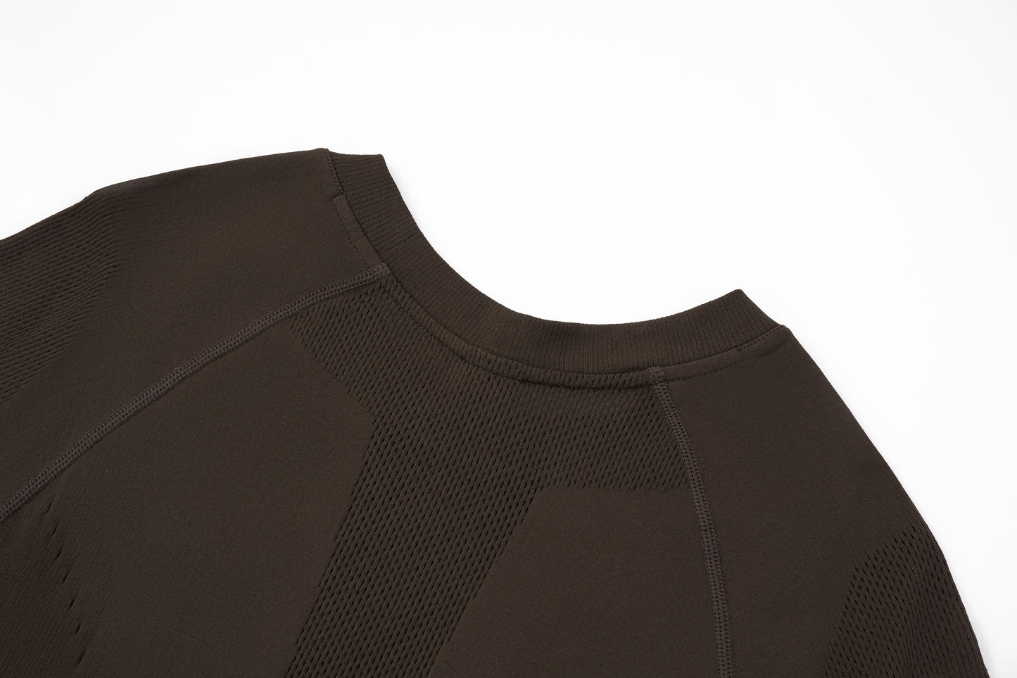 Seamless Openwork Long Sleeve Top (Icy Gleam Blue & Grape Violet Brown)