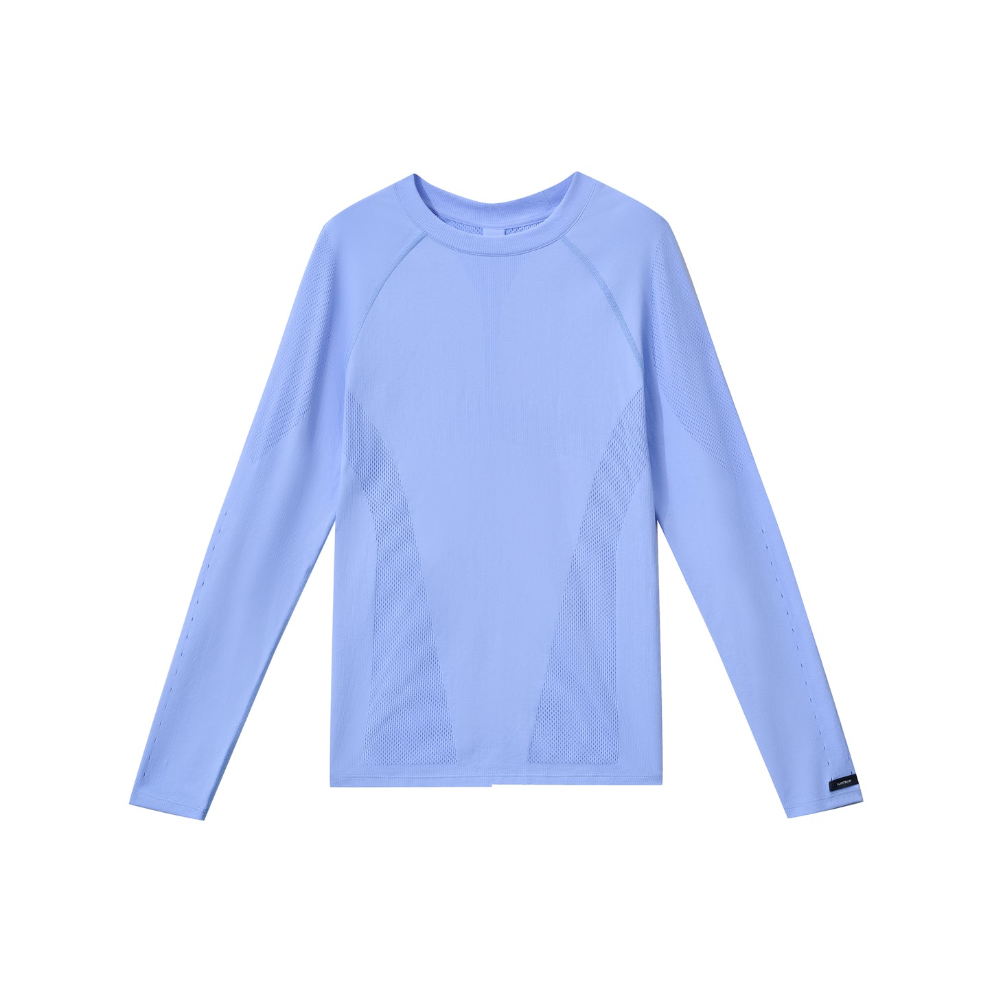 Seamless Openwork Long Sleeve Top (Icy Gleam Blue & Grape Violet Brown)