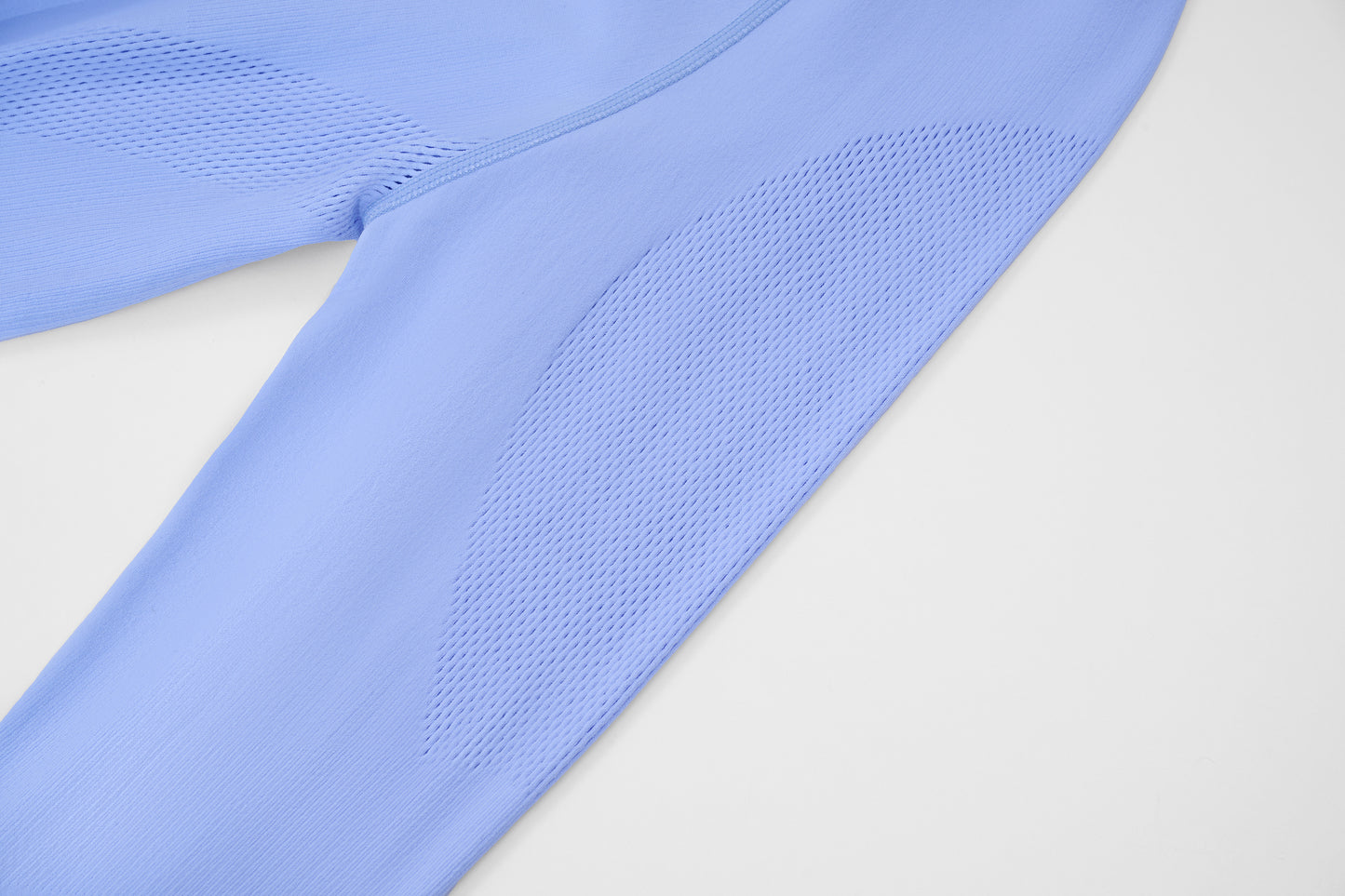 Seamless Openwork Long Sleeve Top (Icy Gleam Blue & Grape Violet Brown)